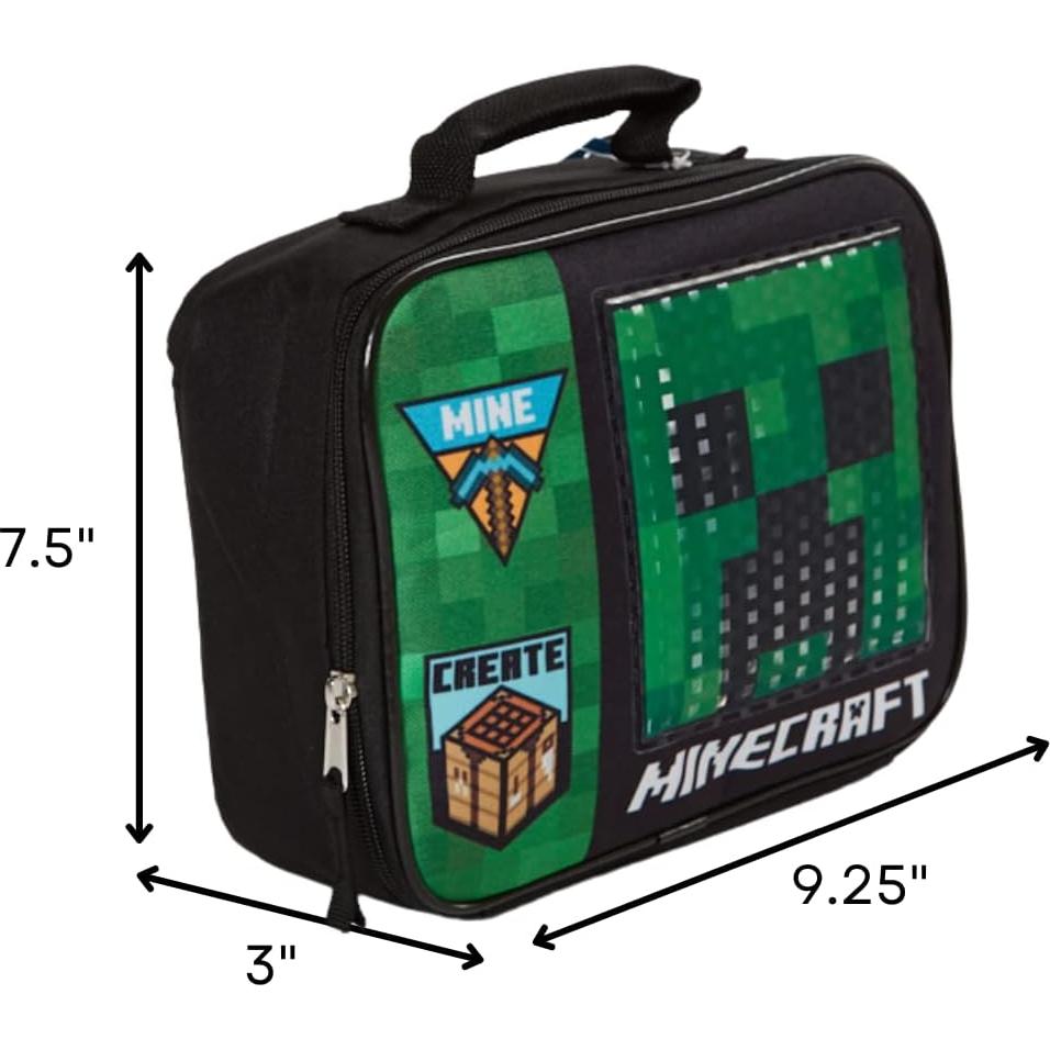 Caja de Almuerzo Minecraft Bioworld 24.1x7.6x20.3 cm Aislada