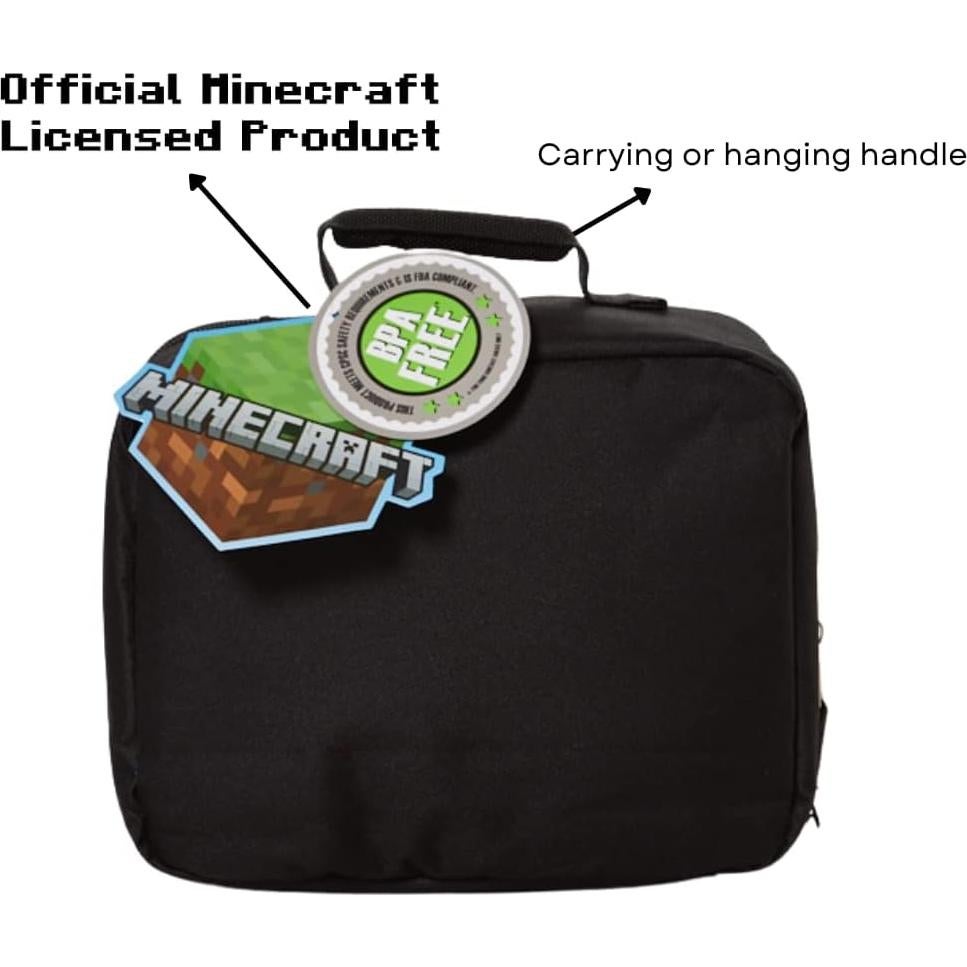 Caja de Almuerzo Minecraft Bioworld 24.1x7.6x20.3 cm Aislada