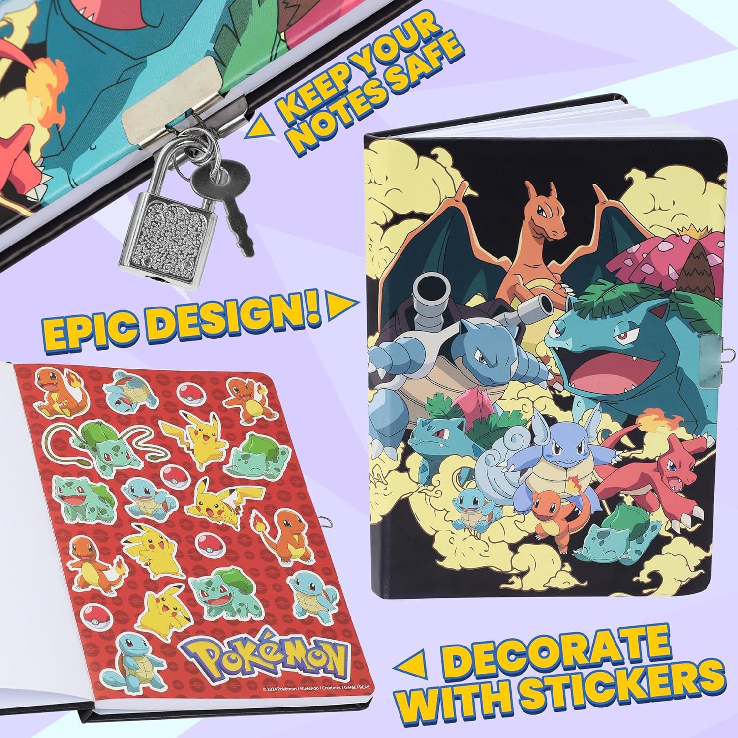 Conjunto de Diario Pokémon F&F con Cerradura y Bolígrafos