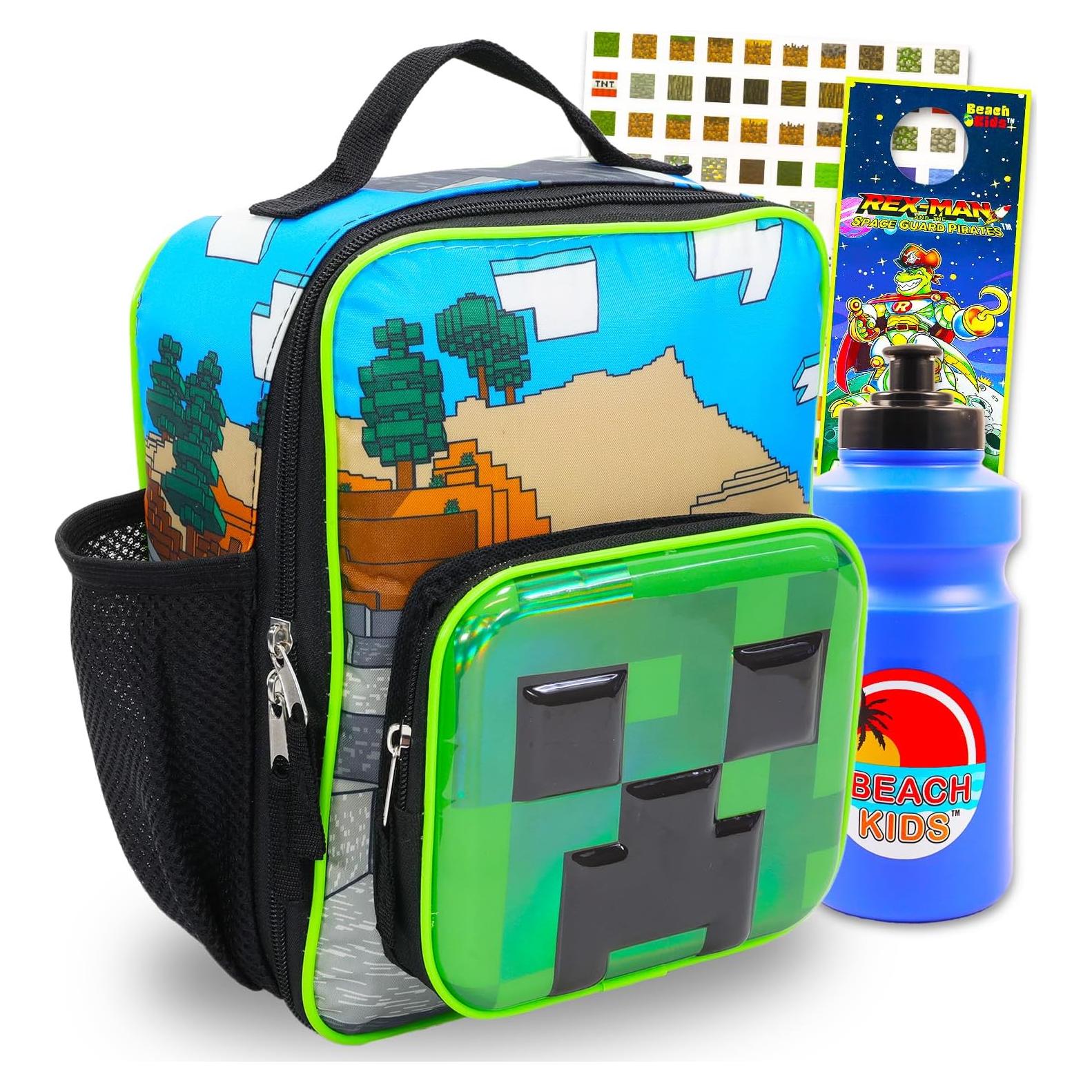 Caja de Almuerzo Minecraft con Botella de Agua y Stickers