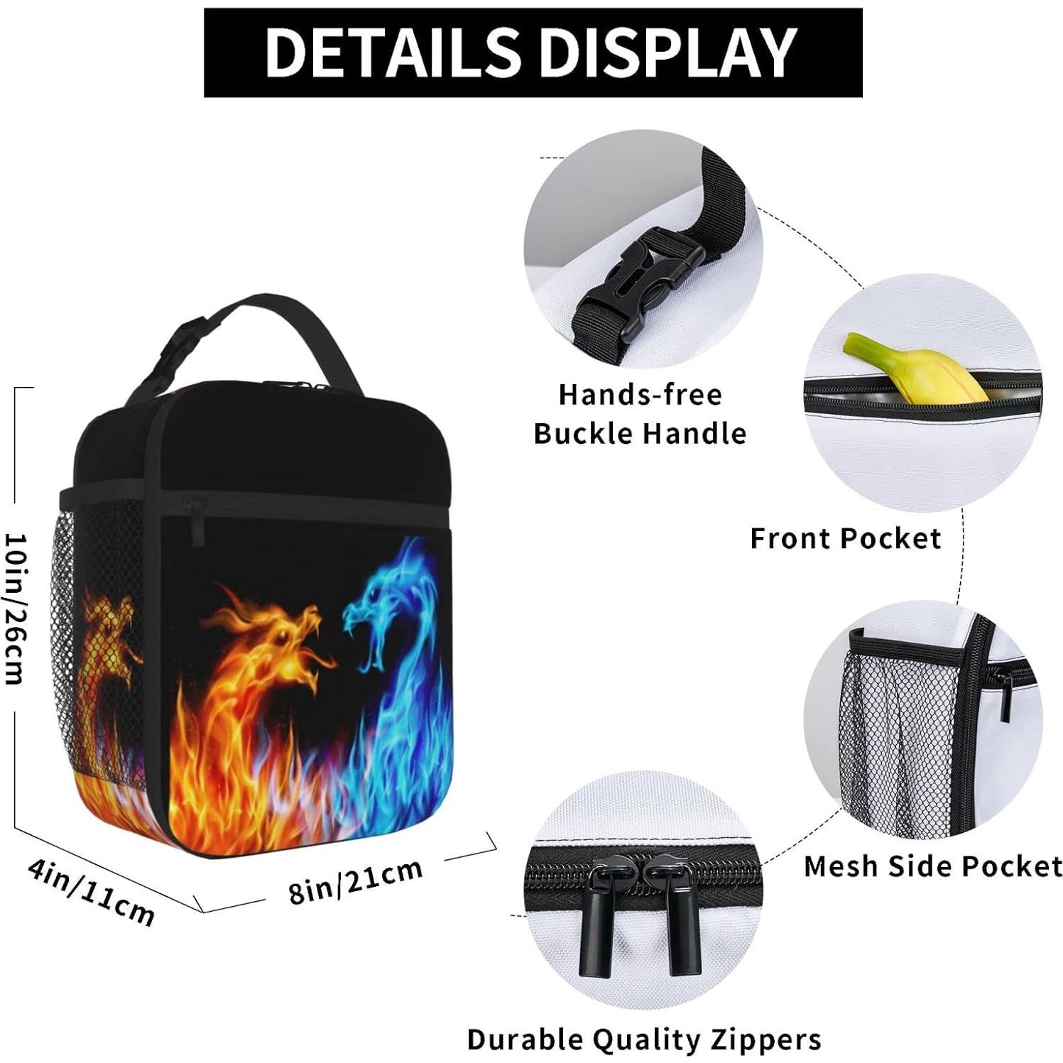 Bolsa de Almuerzo Aislada XSXXSC Dragón de Fuego 25.4x20.3 cm