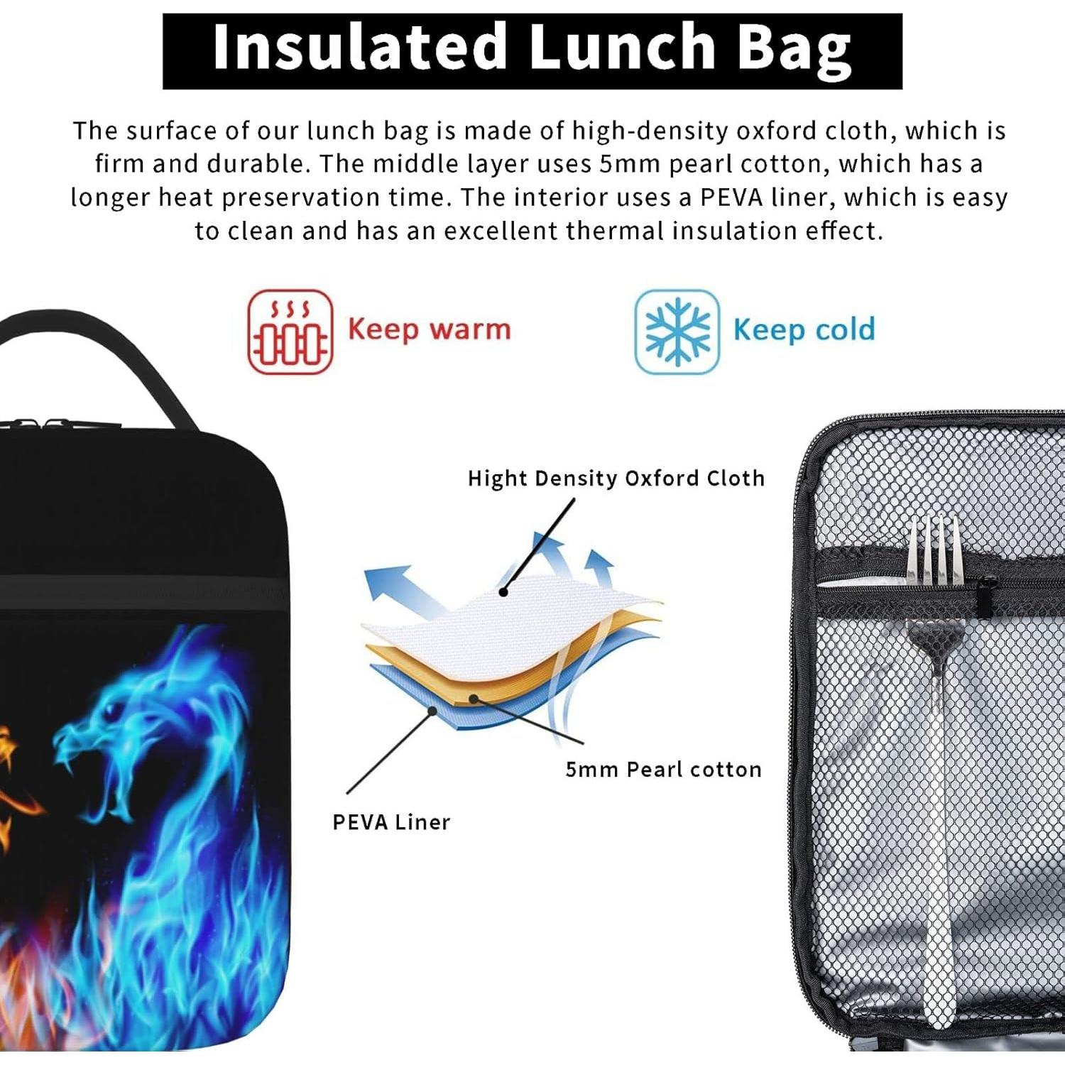 Bolsa de Almuerzo Aislada XSXXSC Dragón de Fuego 25.4x20.3 cm