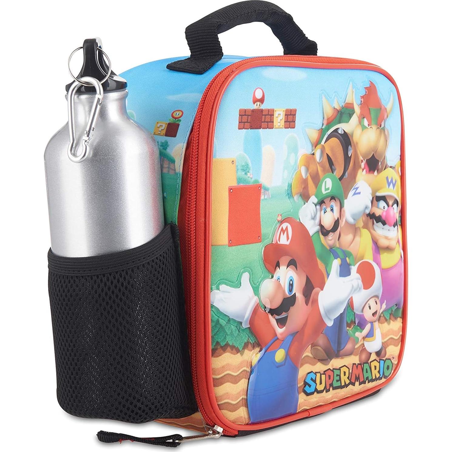 Set Almuerzo Super Mario - Caja, Botella Acero Inoxidable 4 Pzs
