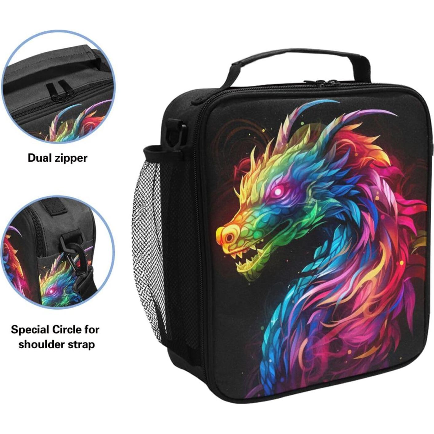 Bolsa de Almuerzo Aislada UMIRIKO Dragón de Llama Arcoíris 5.6L