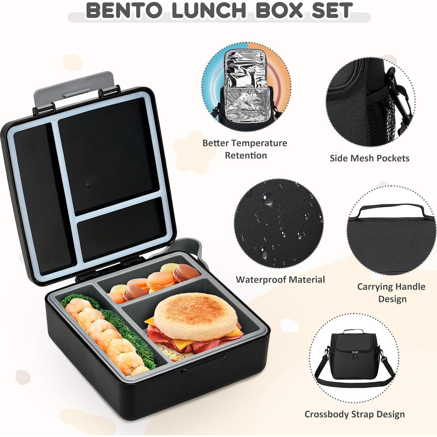 Juego de Almuerzo Pawtong: Caja Bento, Termo 500ml, Botella 400ml