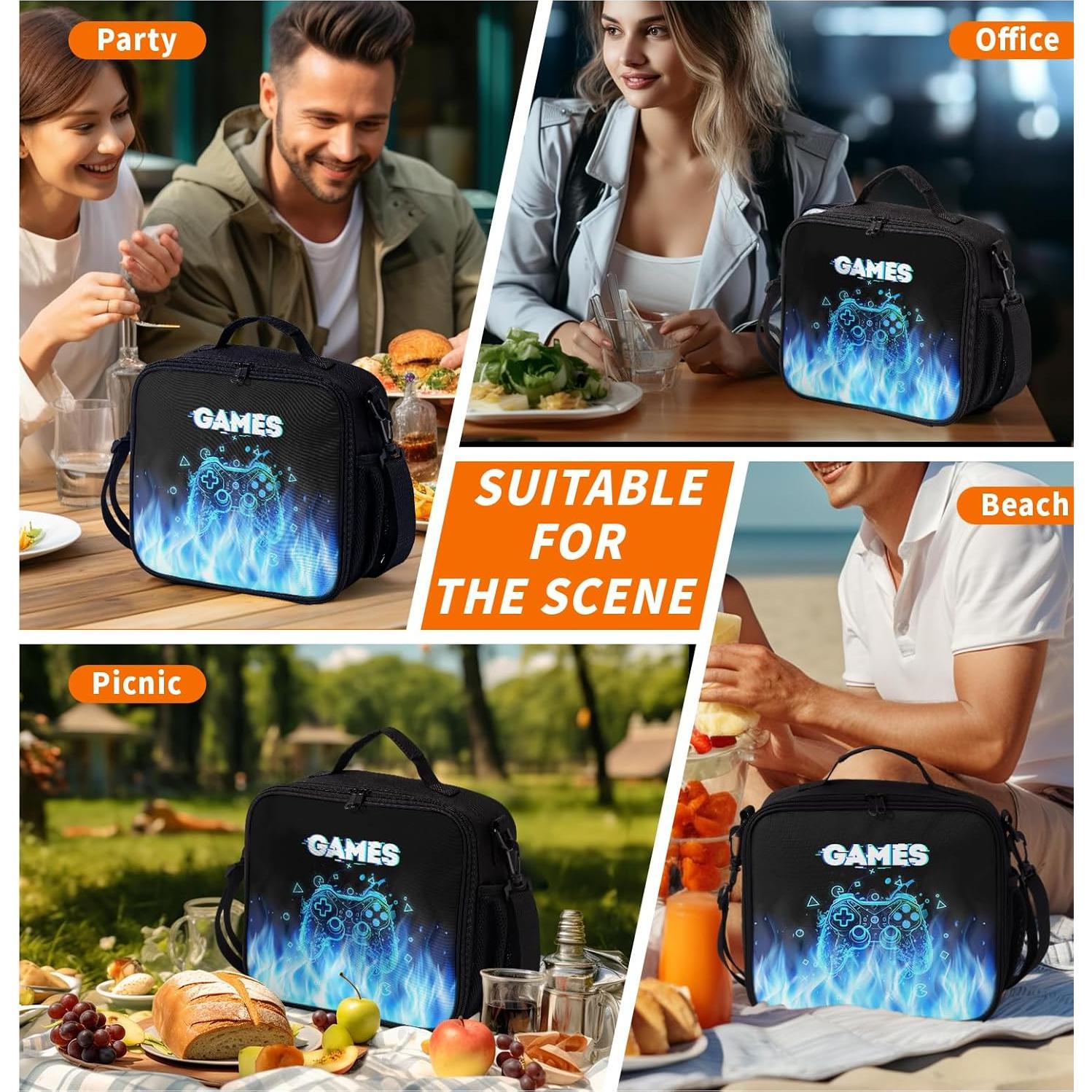 Bolsa de Almuerzo Aislada Miaoquhe Controlador Videojuego Azul