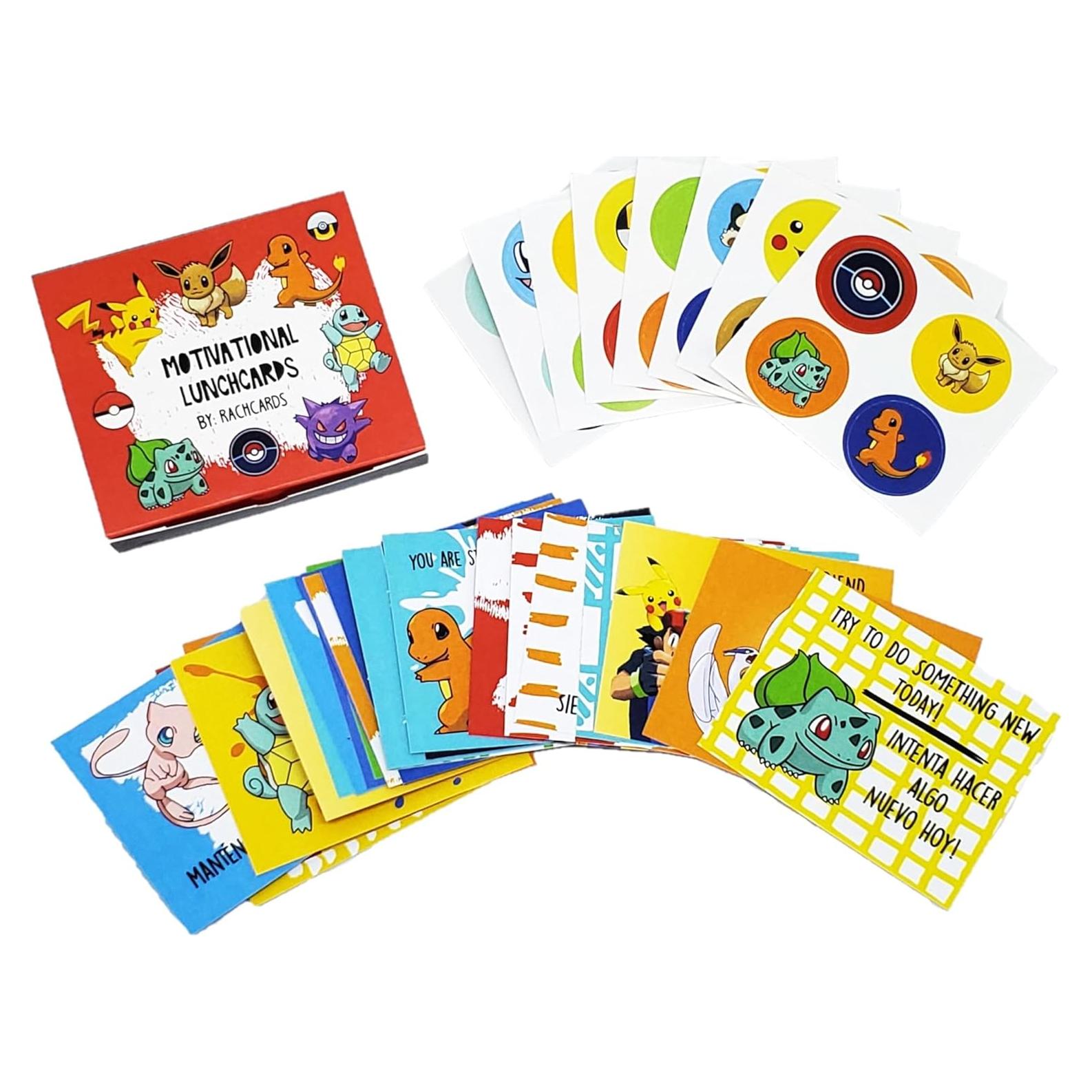 30 Tarjetas de Almuerzo Motivacionales RachCards - Pokemon