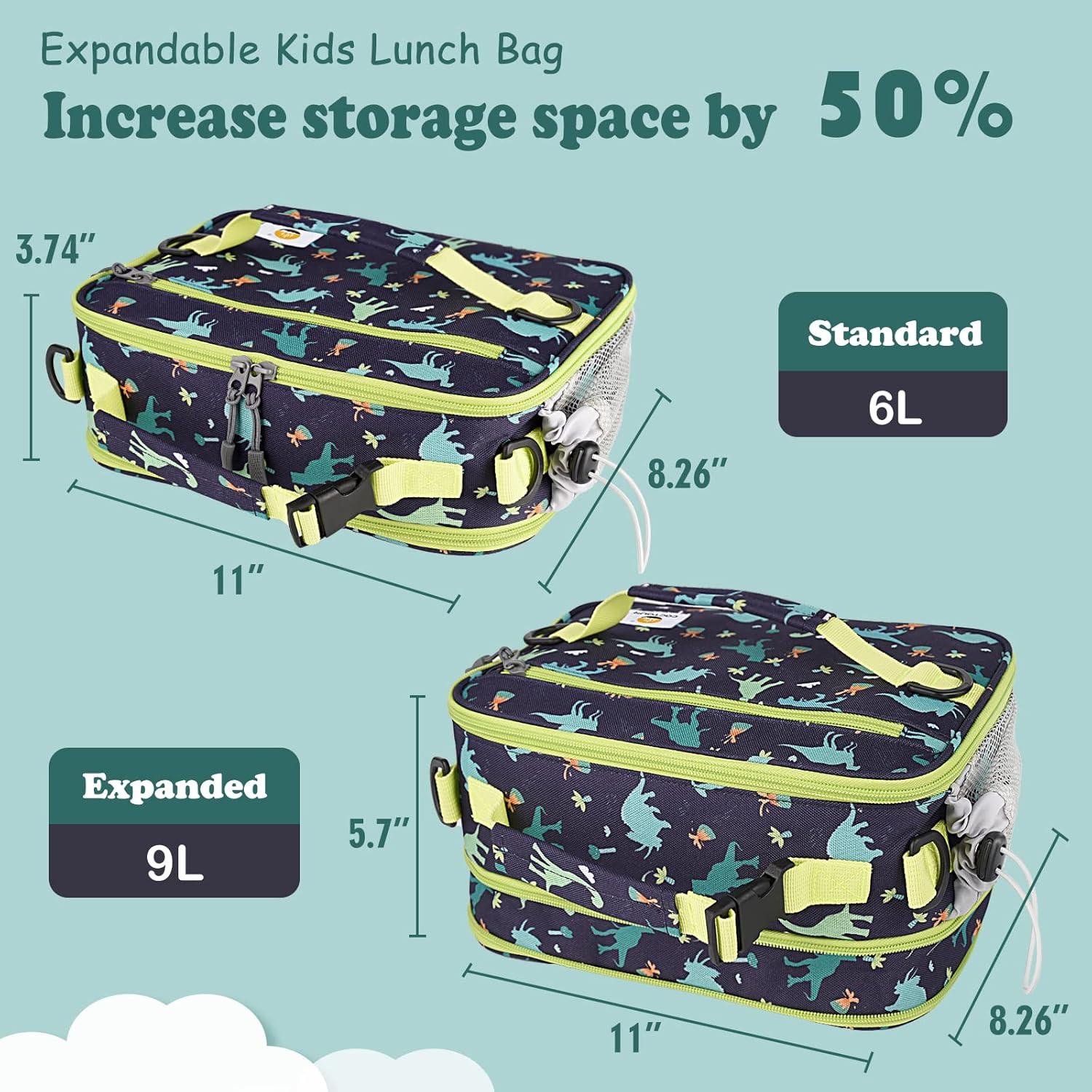 Bolsa de Almuerzo Aislada Expandible CaCTOUR Dinosaurio 27.9x20.9cm