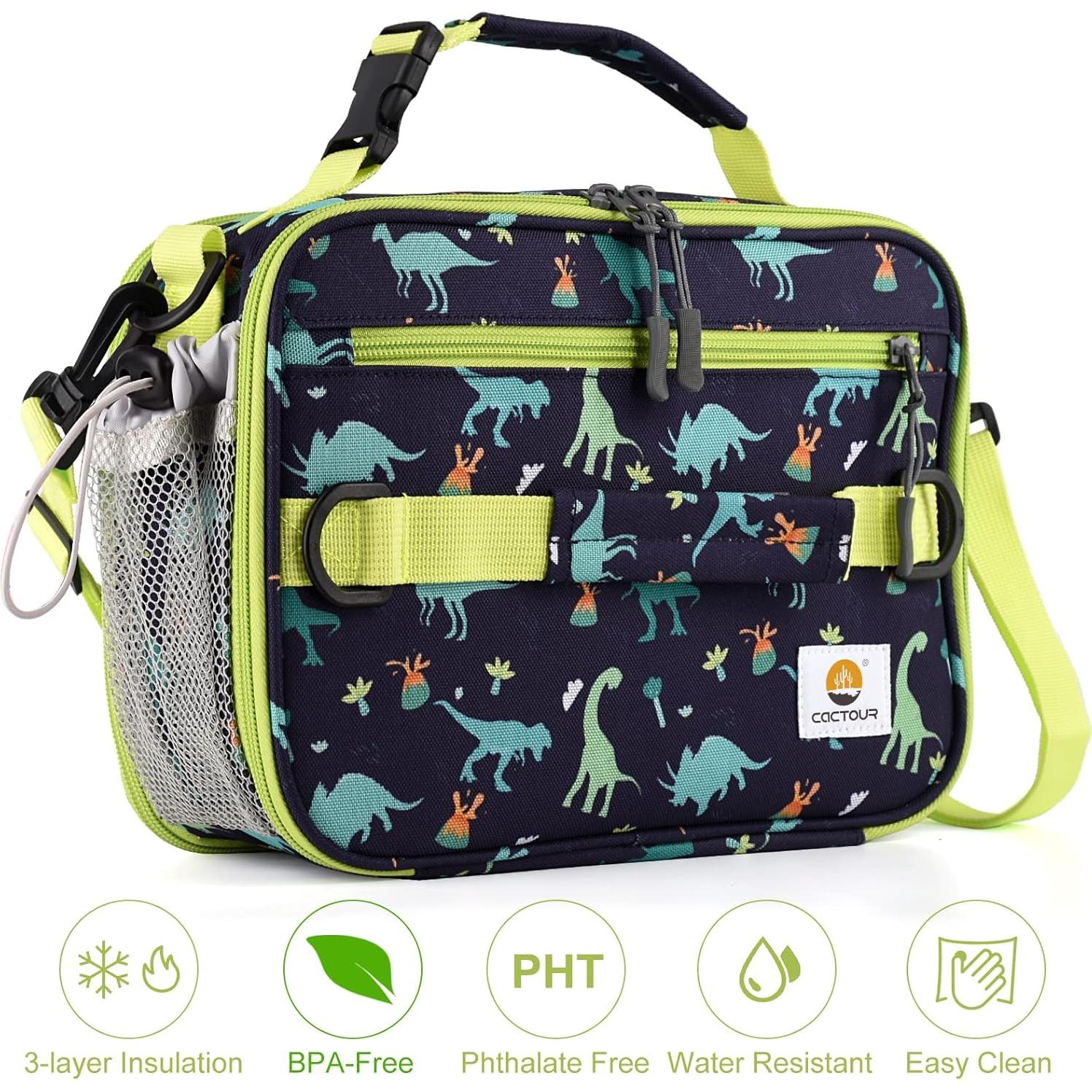 Bolsa de Almuerzo Aislada Expandible CaCTOUR Dinosaurio 27.9x20.9cm