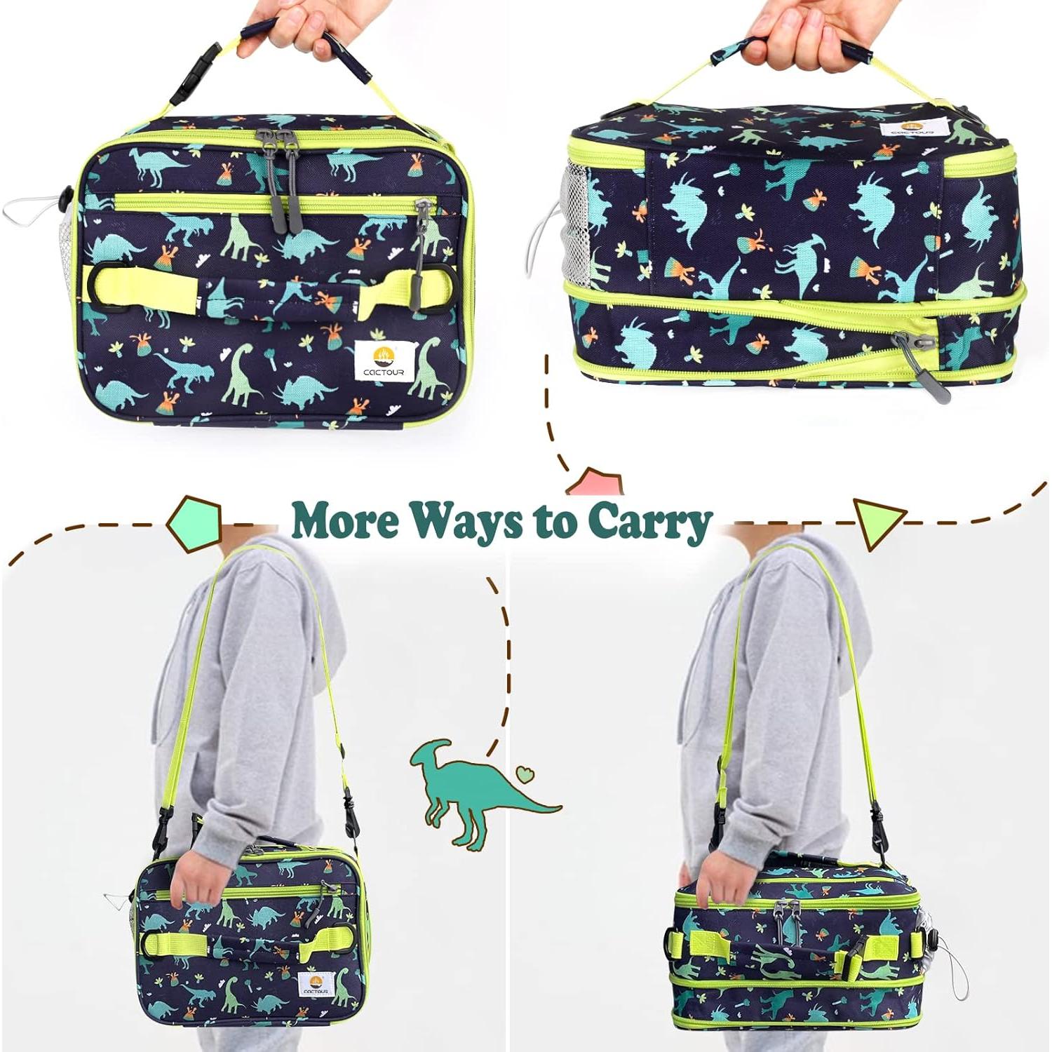 Bolsa de Almuerzo Aislada Expandible CaCTOUR Dinosaurio 27.9x20.9cm