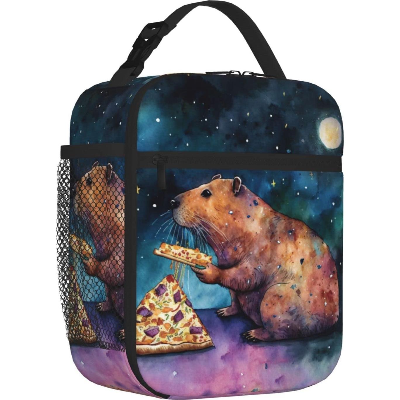 Bolsa de Almuerzo Aislada Tadxcjz Galaxy Pizza Capybara