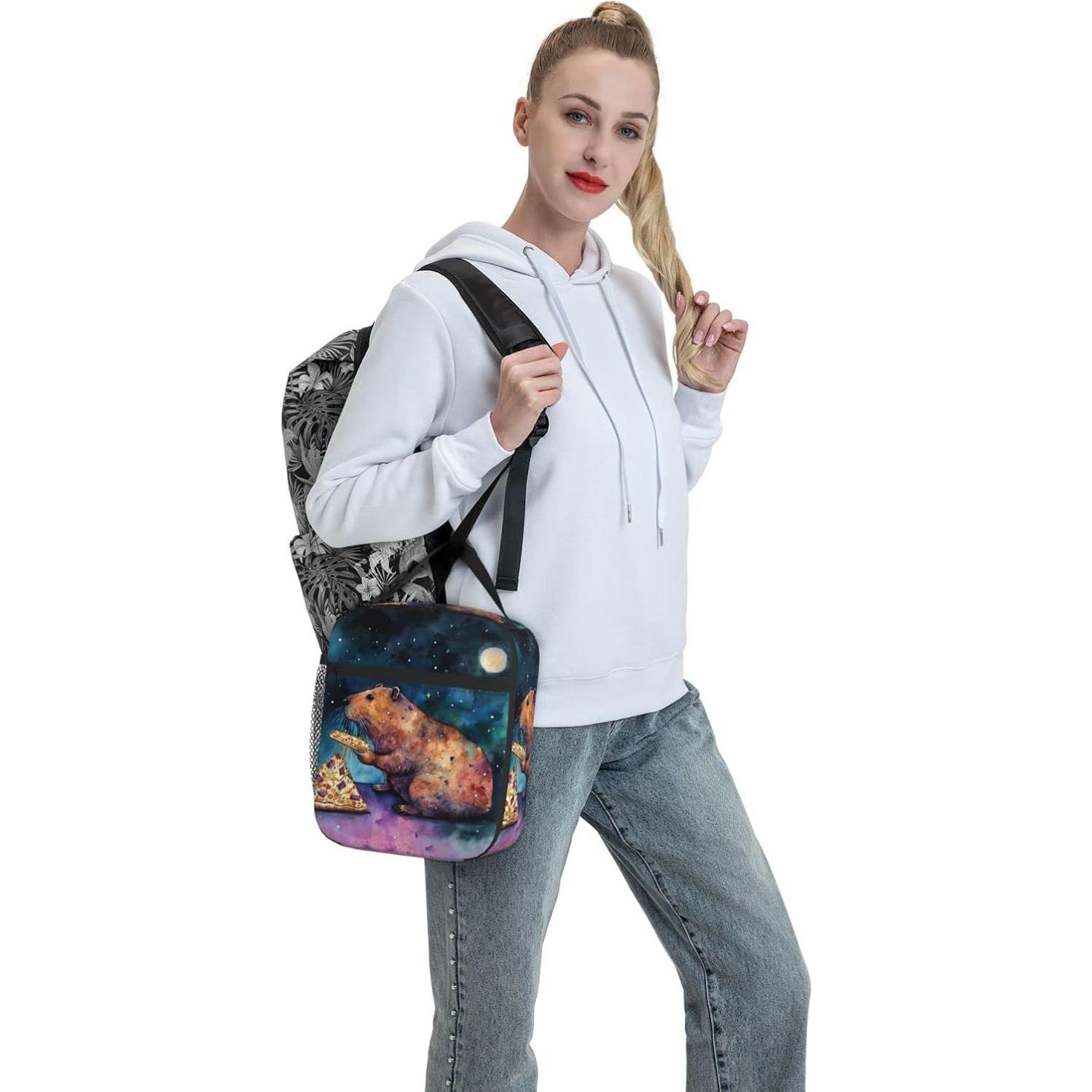 Bolsa de Almuerzo Aislada Tadxcjz Galaxy Pizza Capybara