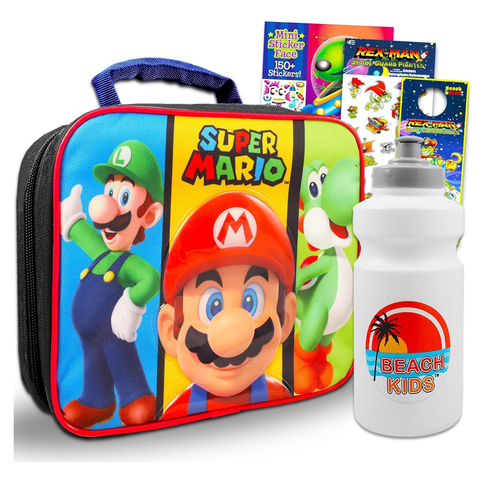 Caja de Almuerzo Super Mario para Niños - Incluye Botella y Calcomanías