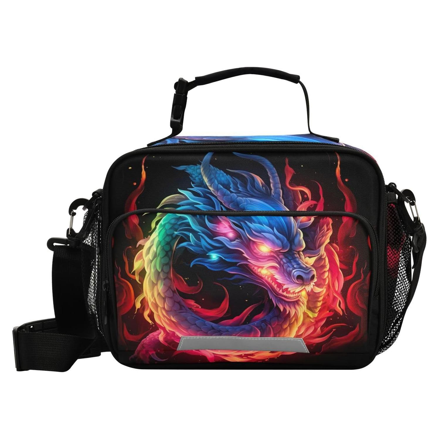 Bolsa de Almuerzo Aislada KFBE Dragón de Llama Arcoíris 6L