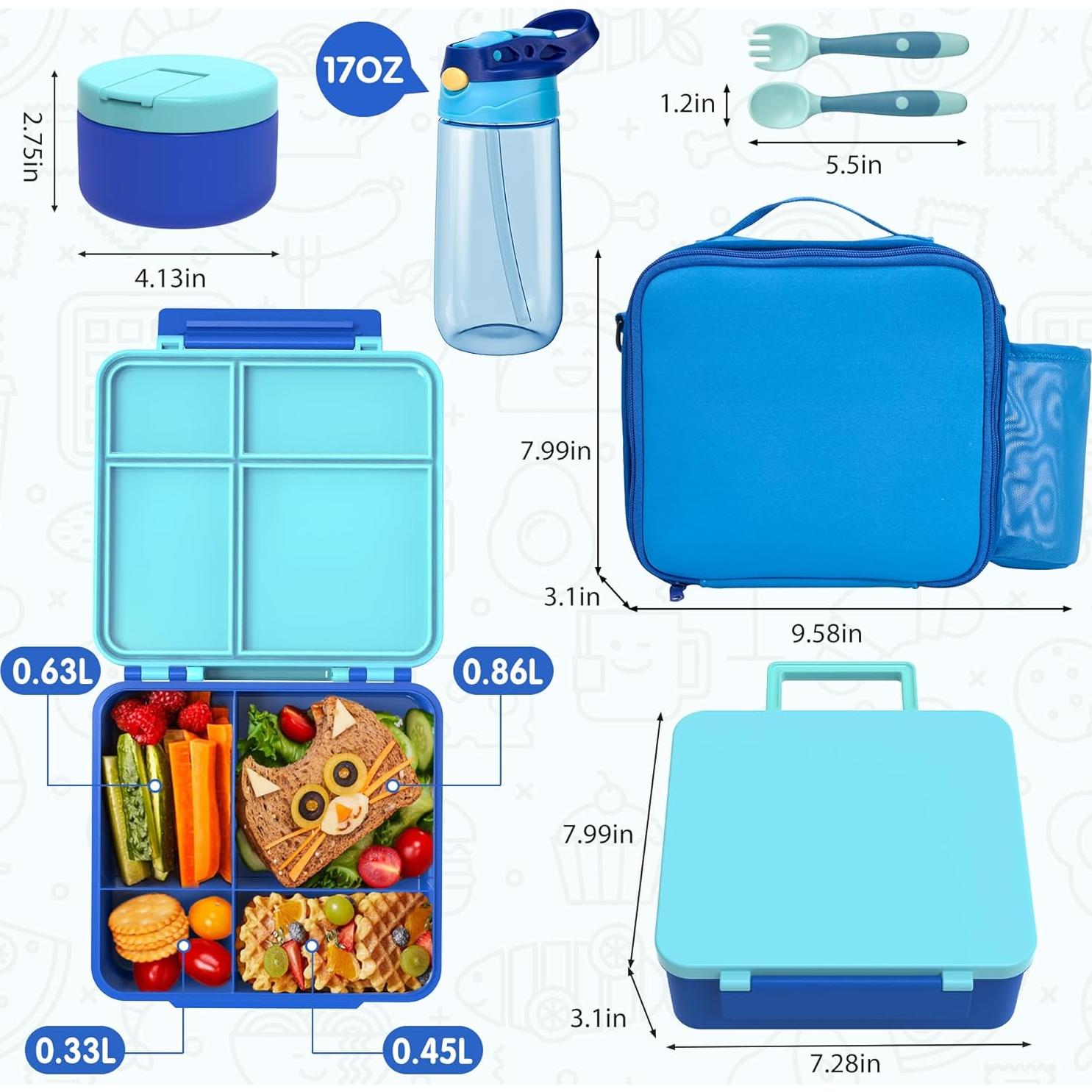 Caja de Almuerzo Bento Lohasok Azul 4 Compartimentos 1600ml