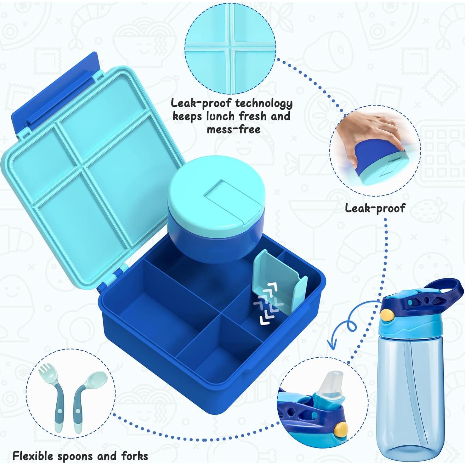 Caja de Almuerzo Bento Lohasok Azul 4 Compartimentos 1600ml