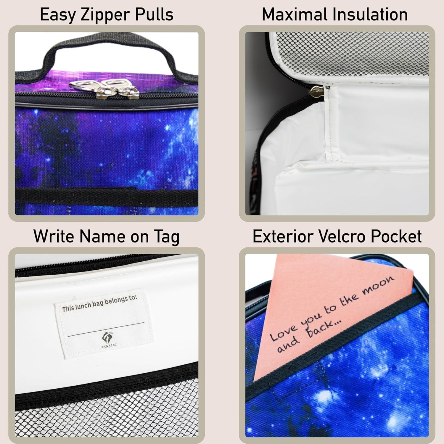 Caja de Almuerzo Aislada Fenrici Galaxy para Niños 27.4x21.6cm