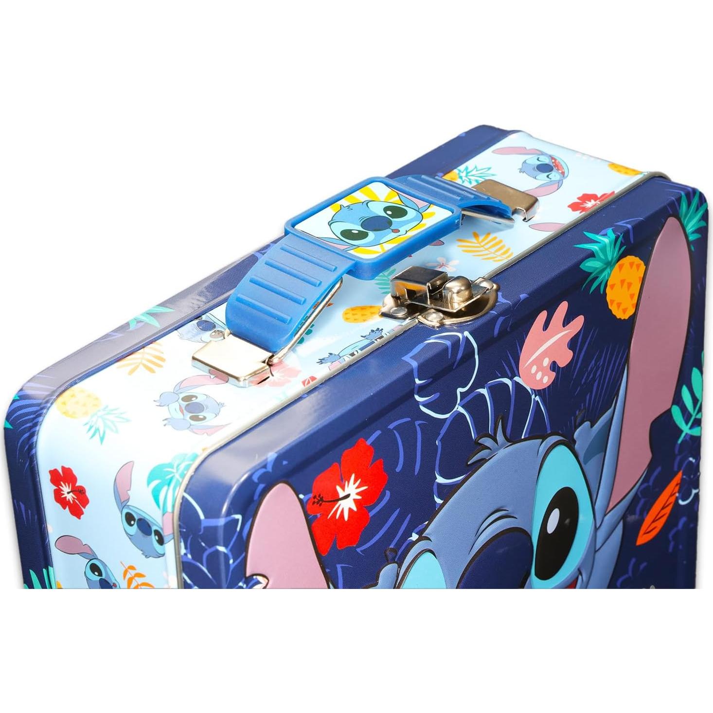 Conjunto Almuerzo Lata Stitch Disney con Botella y Stickers