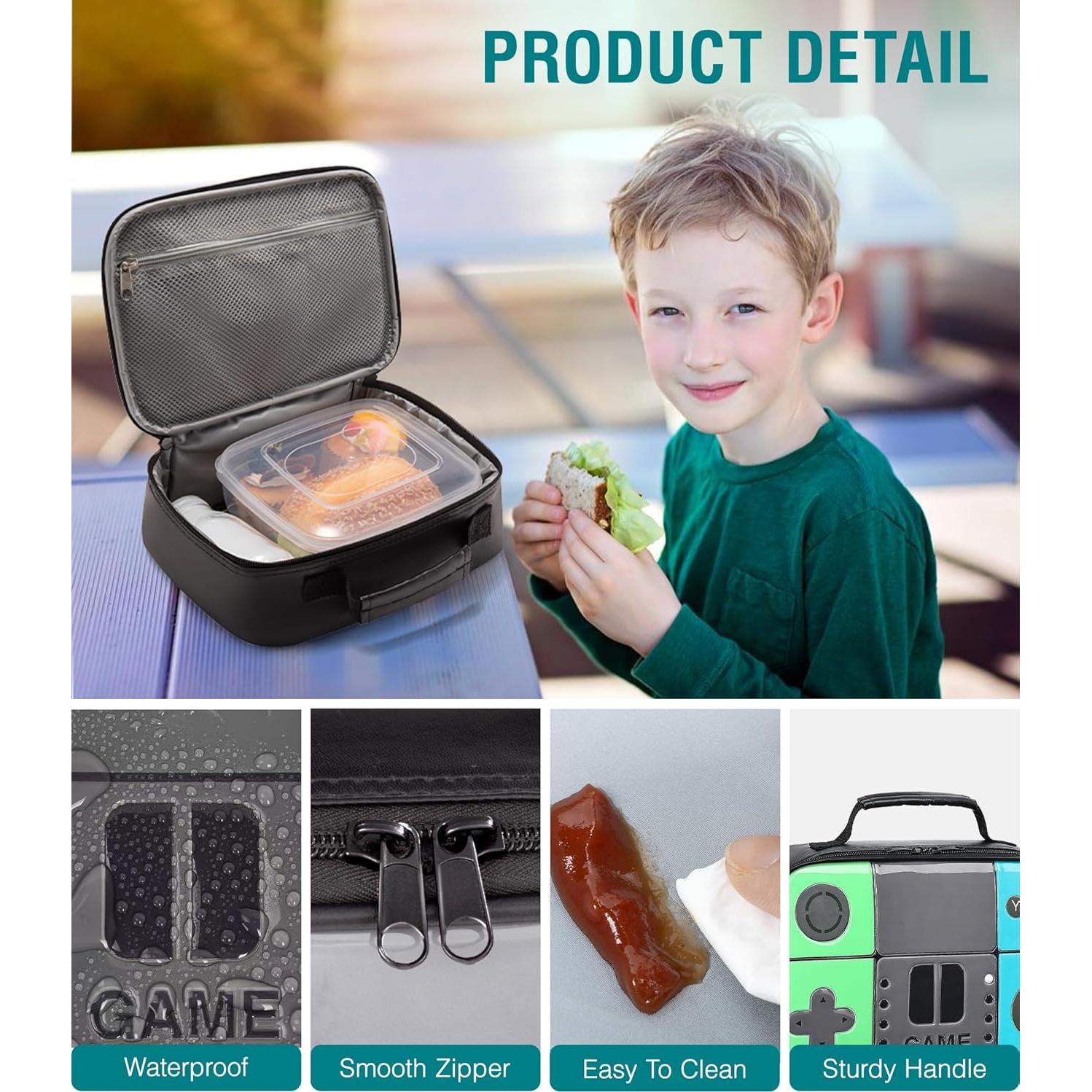 Caja de Almuerzo Gamer TFAUR Verde-Azul 5L Aislada para Niños