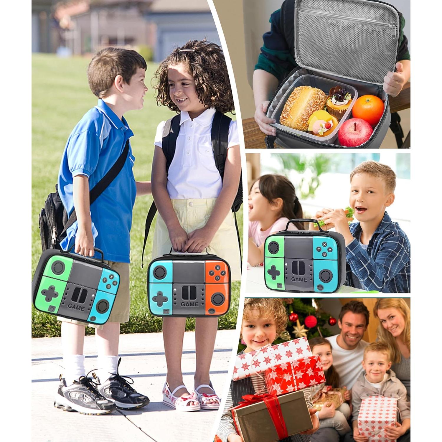 Caja de Almuerzo Gamer TFAUR Verde-Azul 5L Aislada para Niños