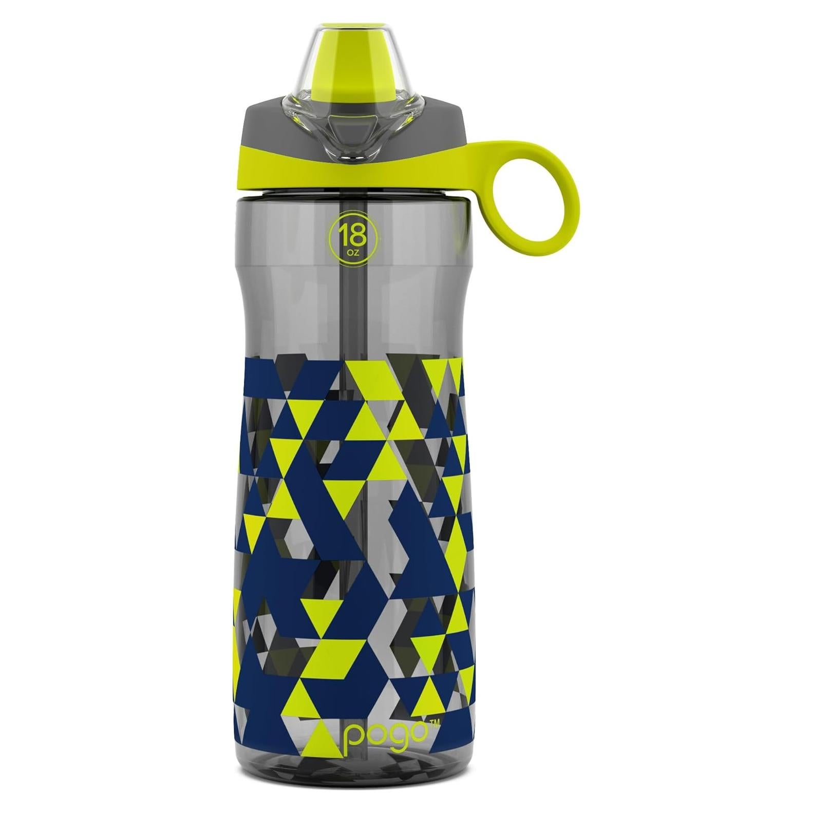 Botella de Agua Pogo 532 ml Geode Gris Libre de BPA con Pajita