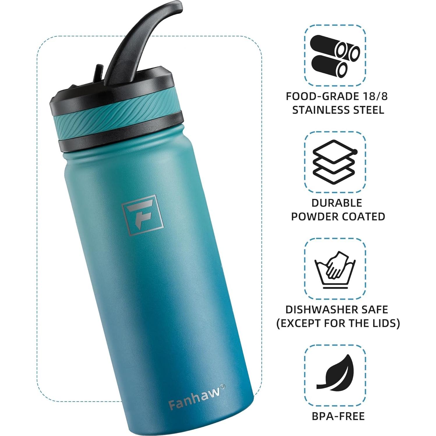 Botella de Agua Aislada Fanhaw 510ml Niños Verde Azul