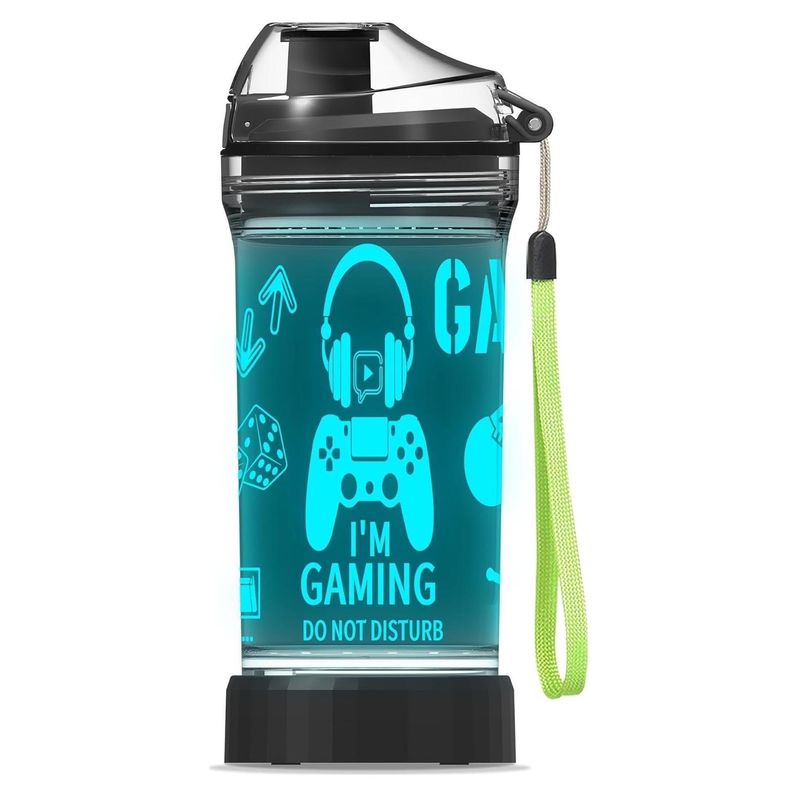 Botella de Agua OkiyiD 14 oz con Luz LED 3D para Niños