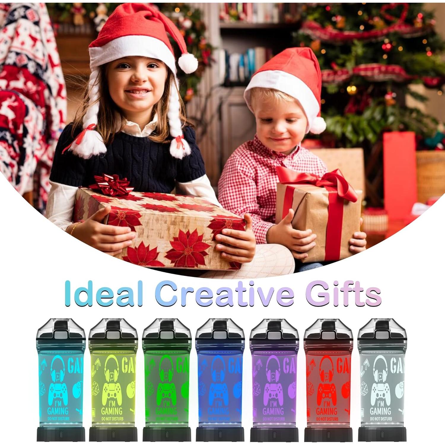 Botella de Agua OkiyiD 14 oz con Luz LED 3D para Niños