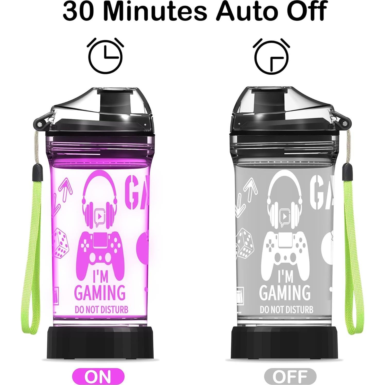 Botella de Agua OkiyiD 14 oz con Luz LED 3D para Niños