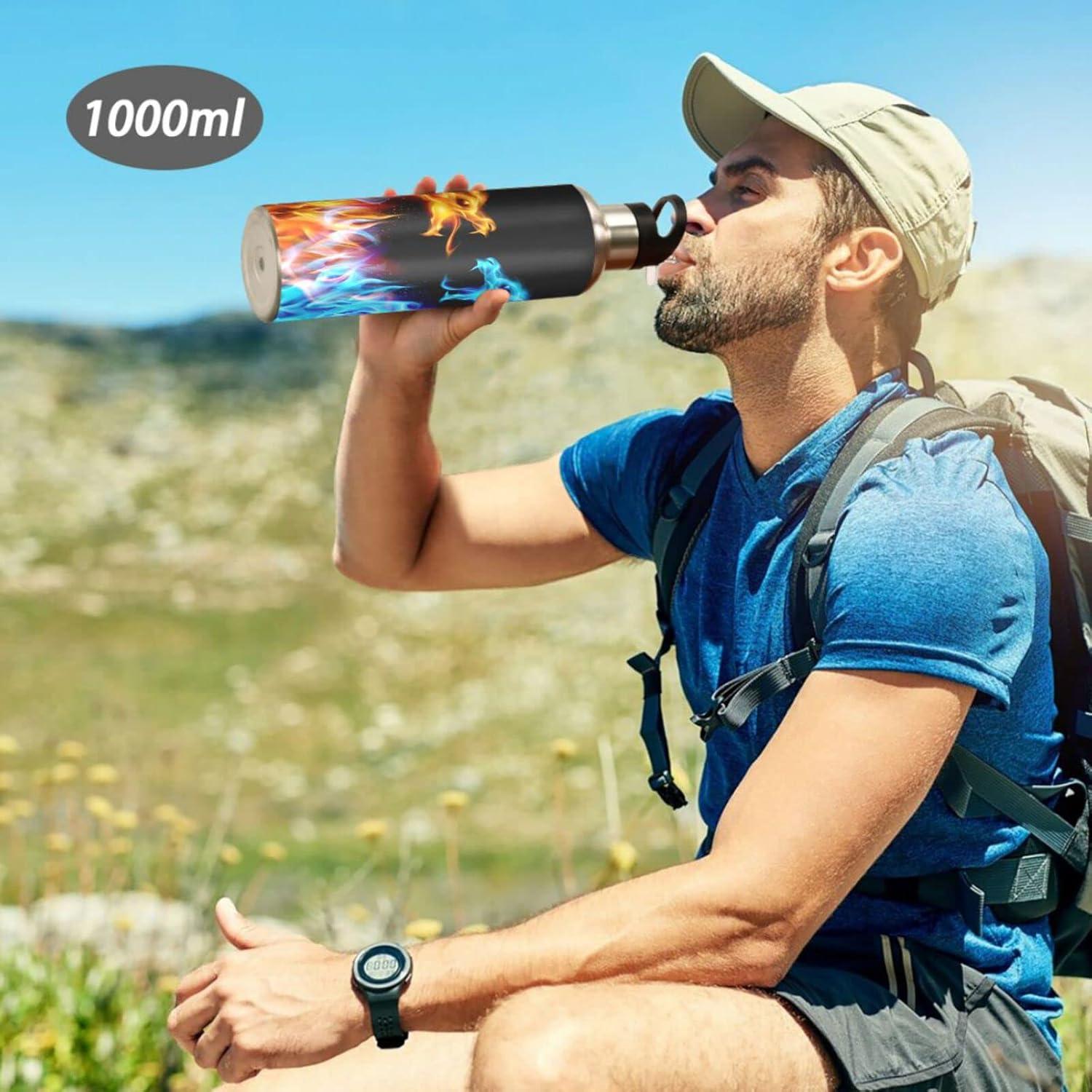 Botella de Agua Deportiva Kcldeci Dragón 600 ml Aislada Acero Inoxidable