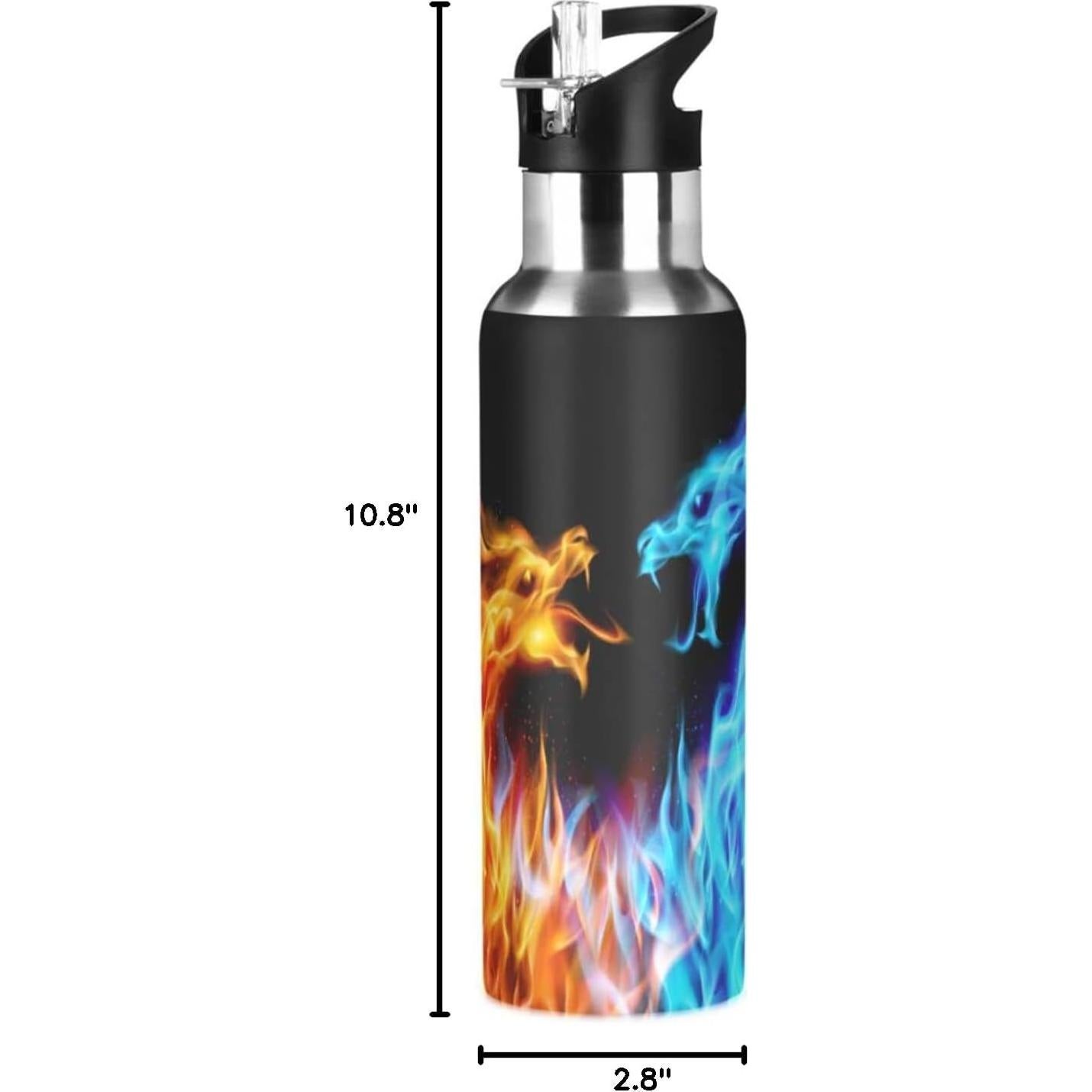 Botella de Agua Deportiva Kcldeci Dragón 600 ml Aislada Acero Inoxidable