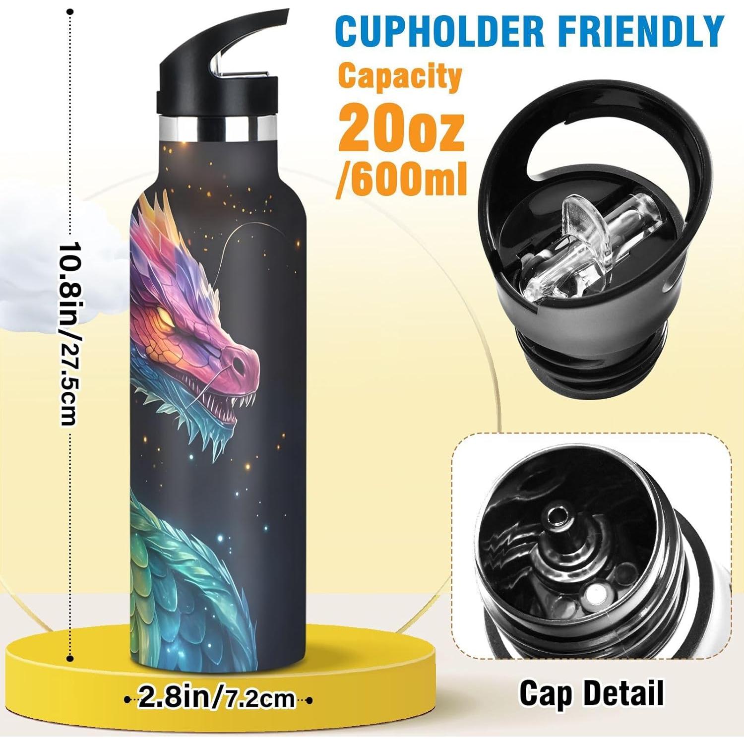 Botella de Agua Inoxidable Aislante ALAZA 600ml con Pajita