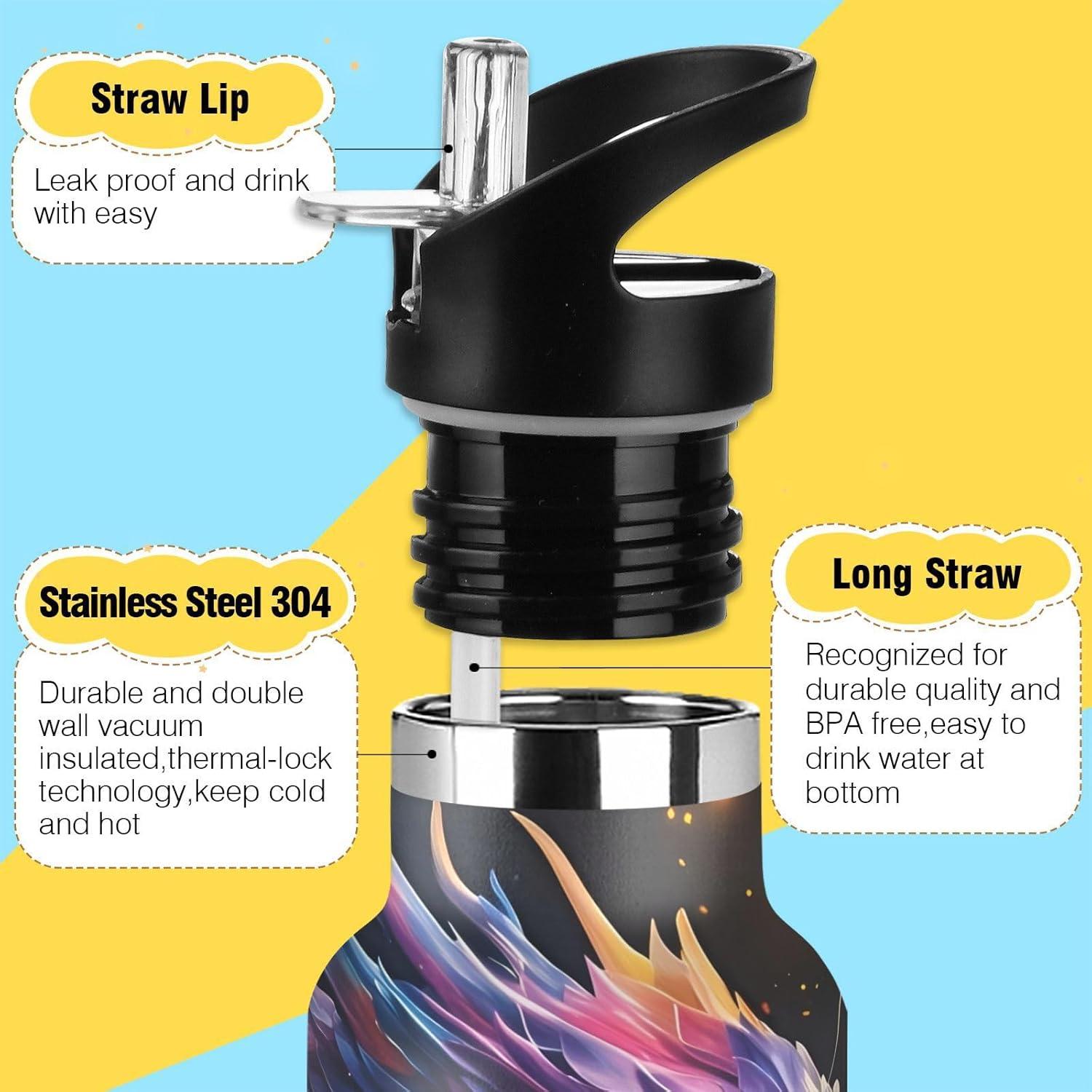 Botella de Agua Inoxidable Aislante ALAZA 600ml con Pajita