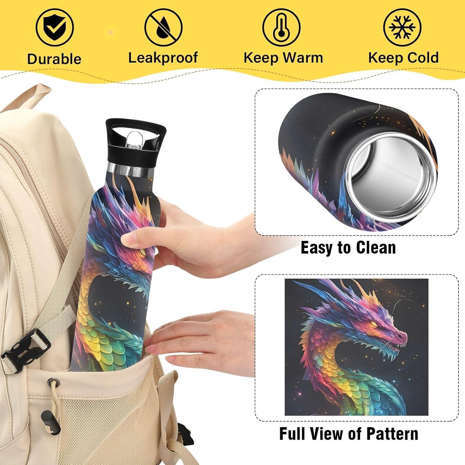 Botella de Agua Inoxidable Aislante ALAZA 600ml con Pajita