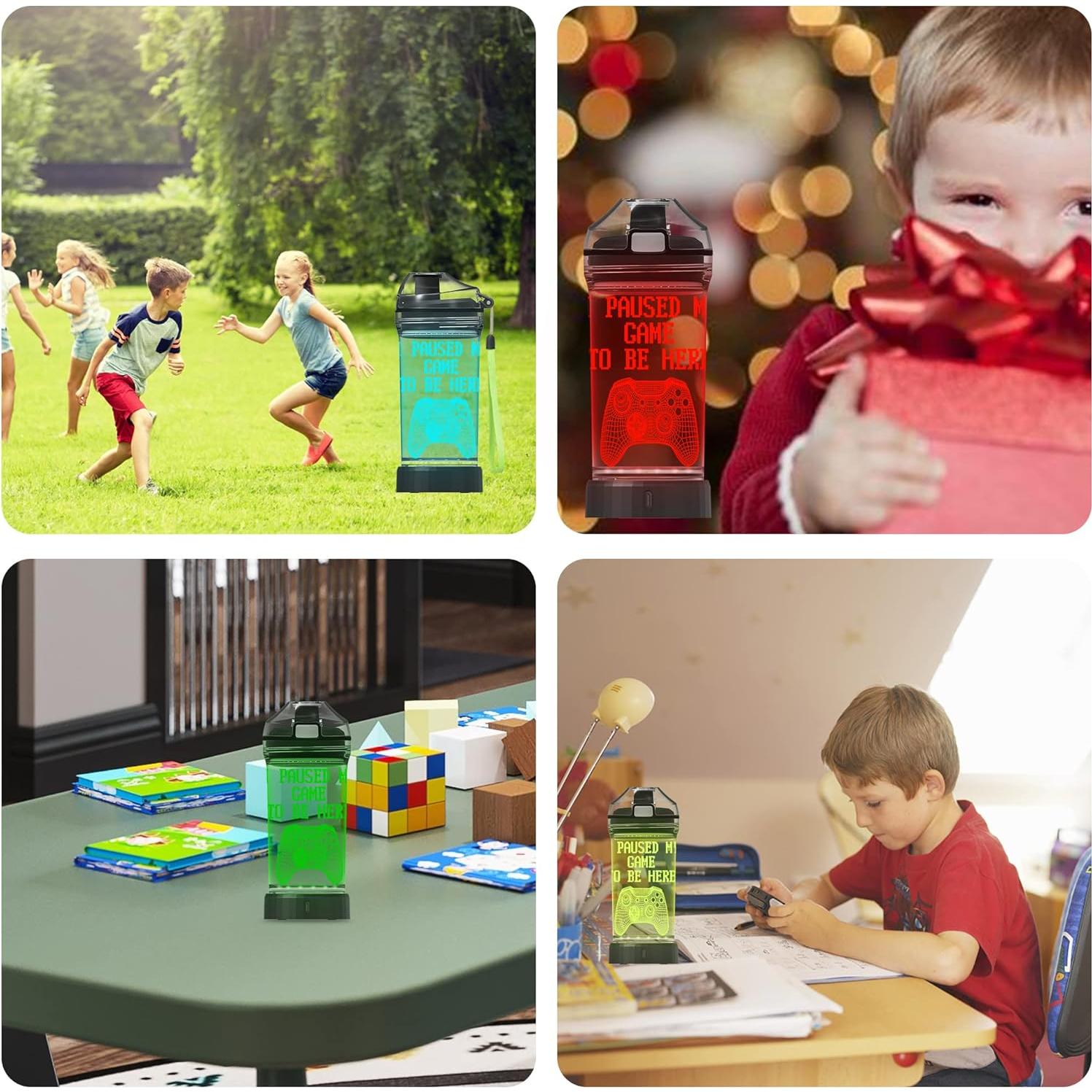 Botella de Agua Attivolife 414 ml con Luz LED 3D para Niños