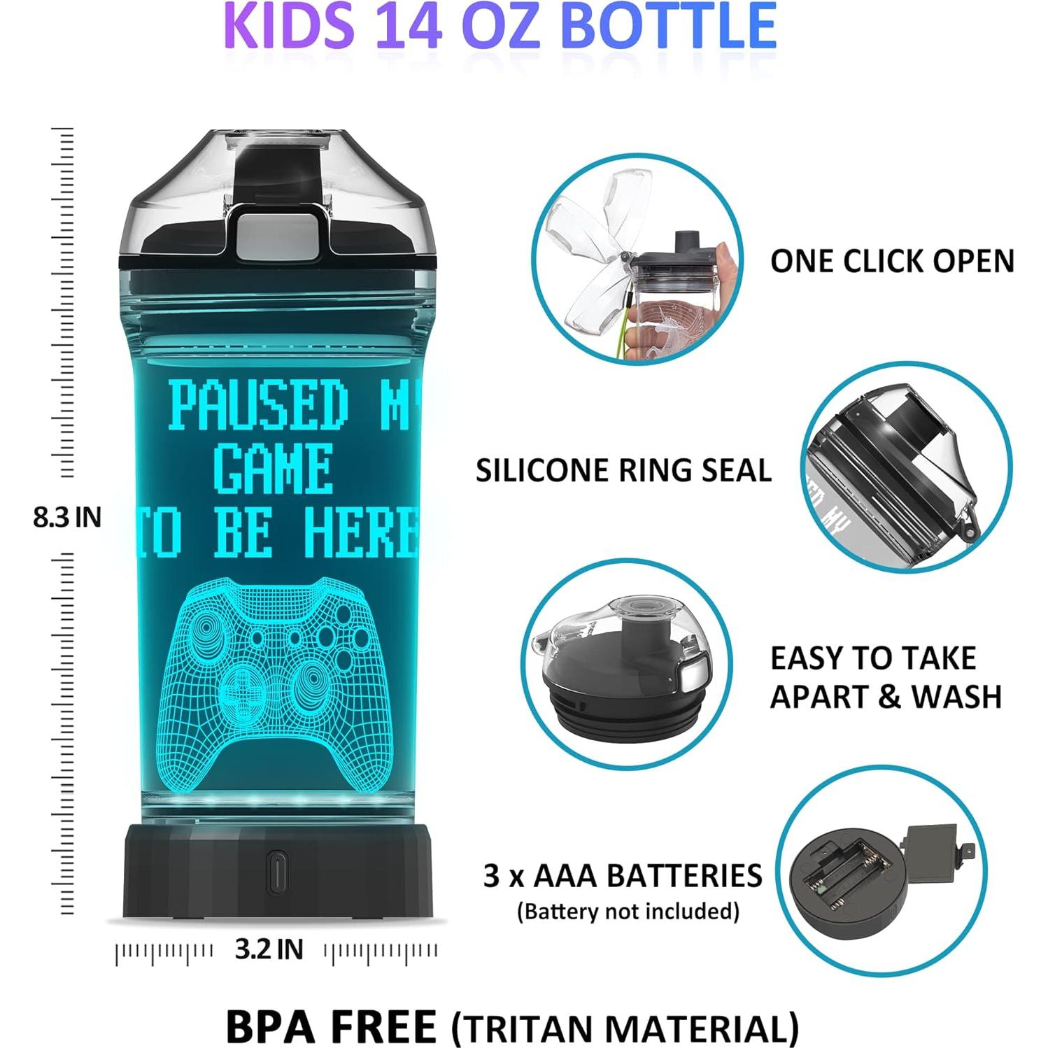 Botella de Agua Attivolife 414 ml con Luz LED 3D para Niños