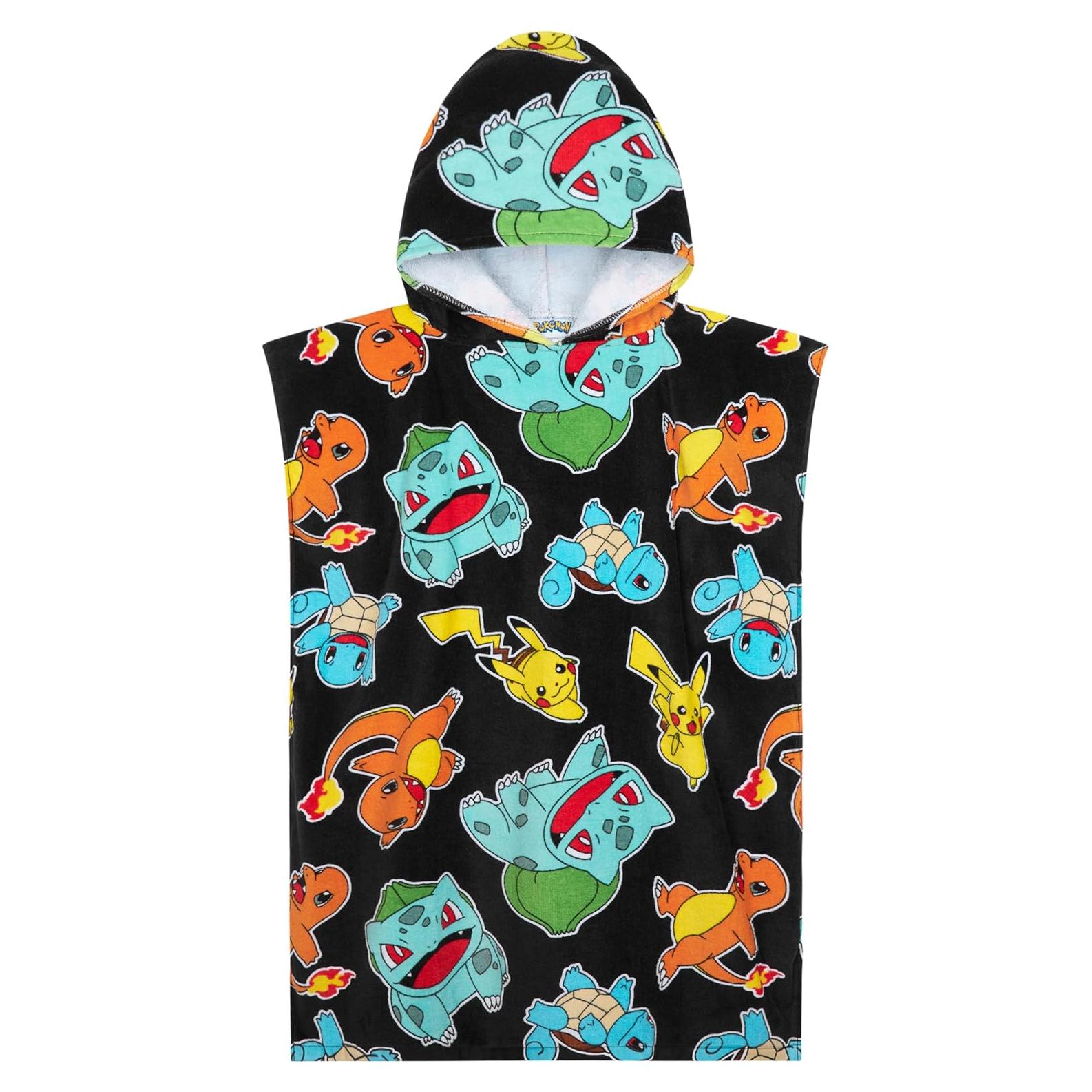 Toalla de baño con capucha Pokemon 100% algodón 6-9 años