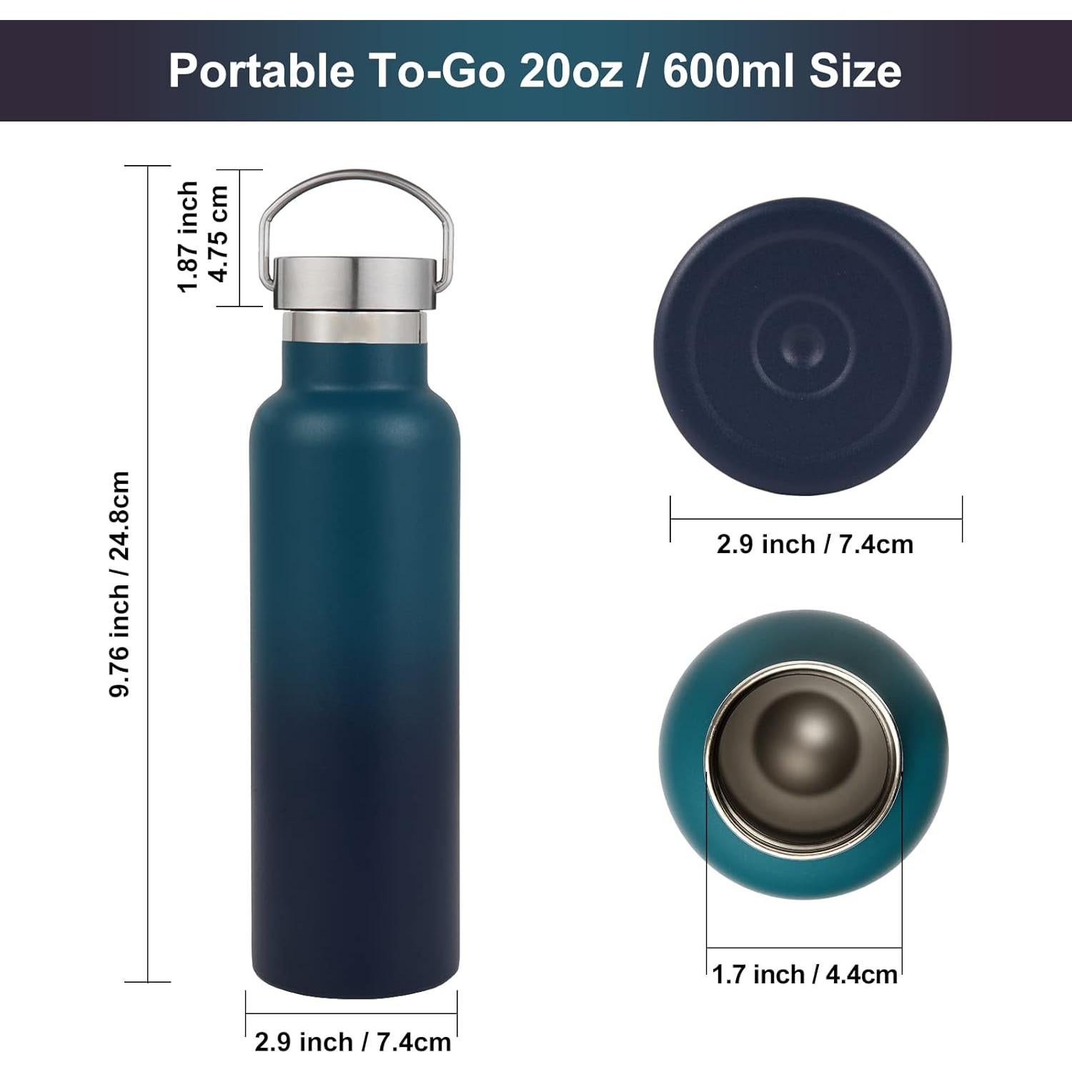 Botellas de Agua Aisladas Neihepal 20 oz Acero Inoxidable 2 Pzs