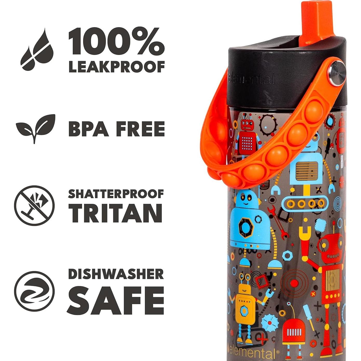 Botella de Agua Tritan Elemental 532ml con Asa Pop-it Azul