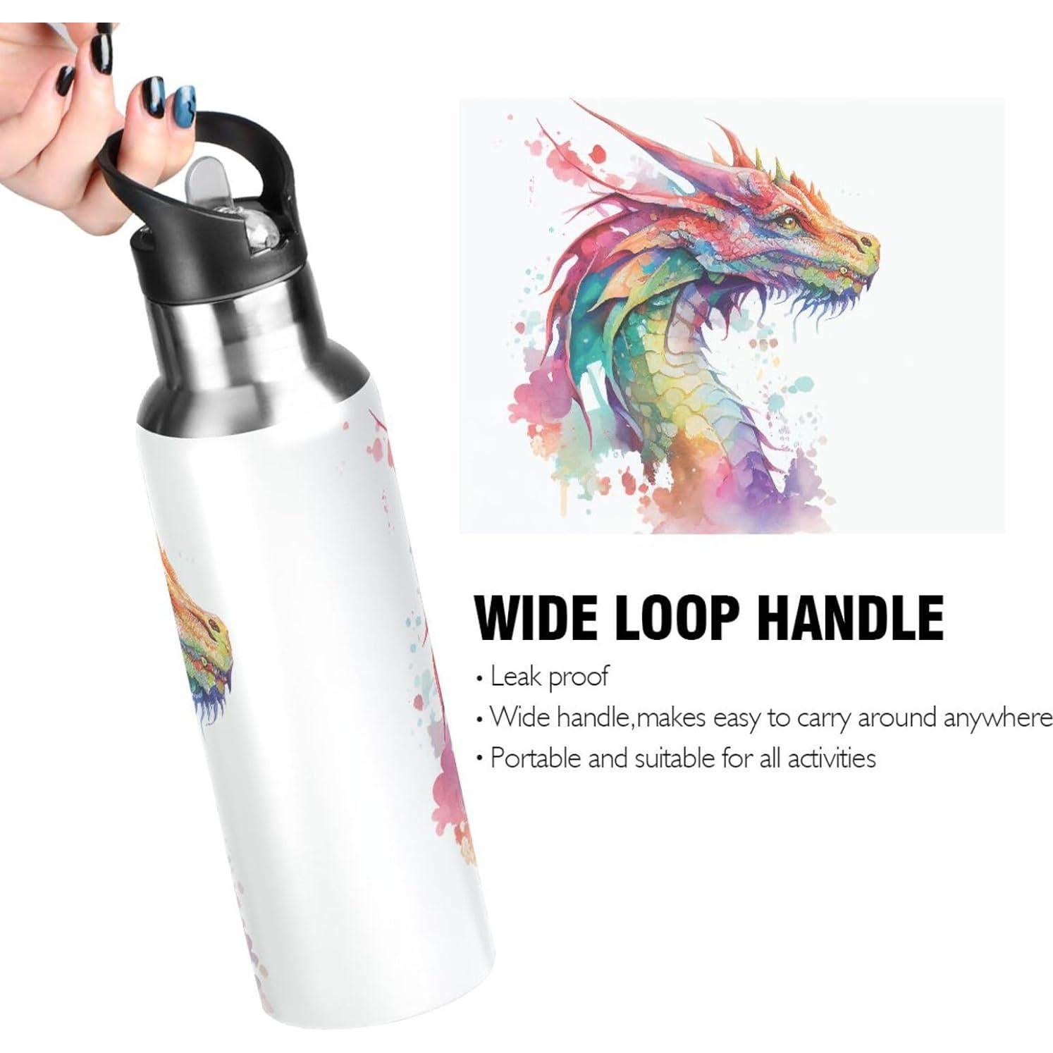 Botella de Agua Aislada BOENLE Dragón 600 ml Acero Inoxidable