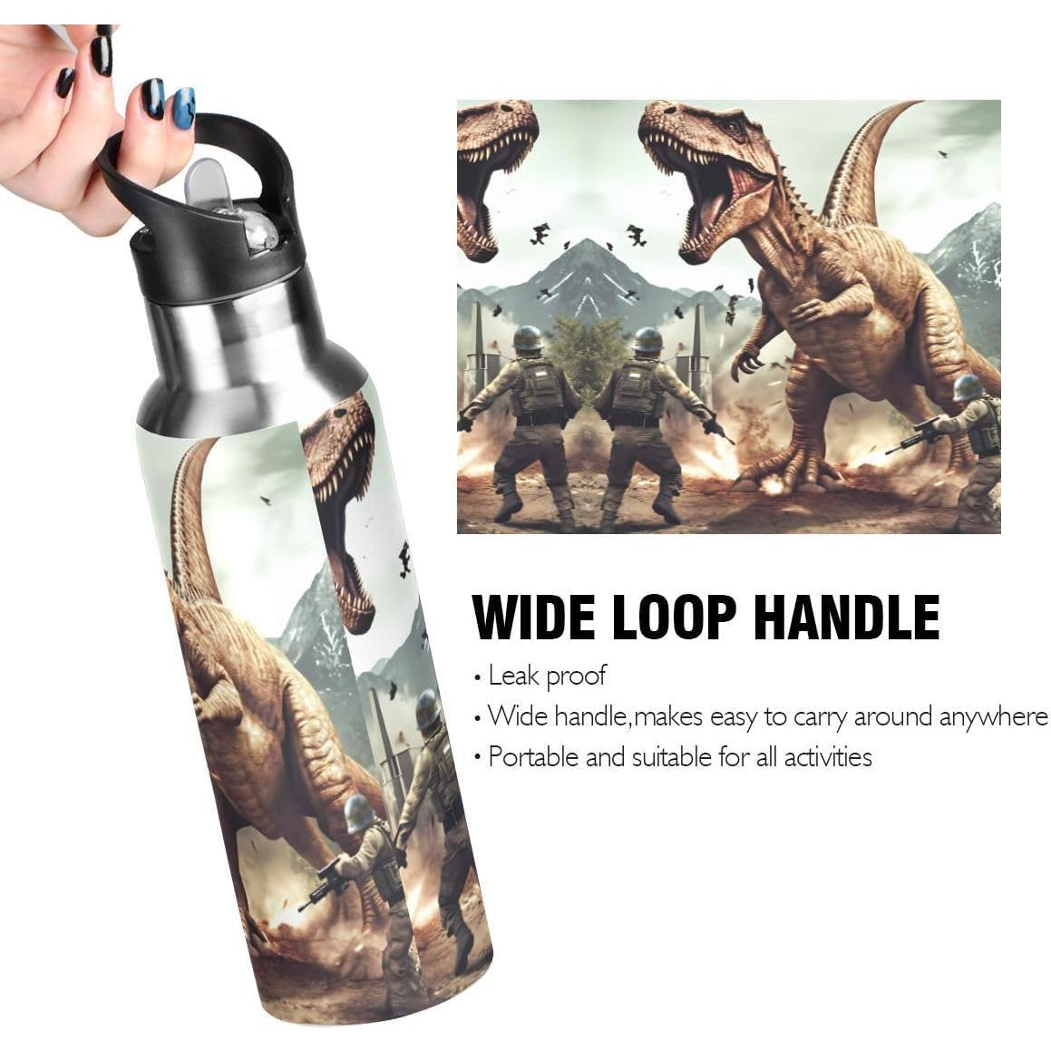 Botella de Agua ZOEO 600ml Acero Inoxidable T-Rex Popote