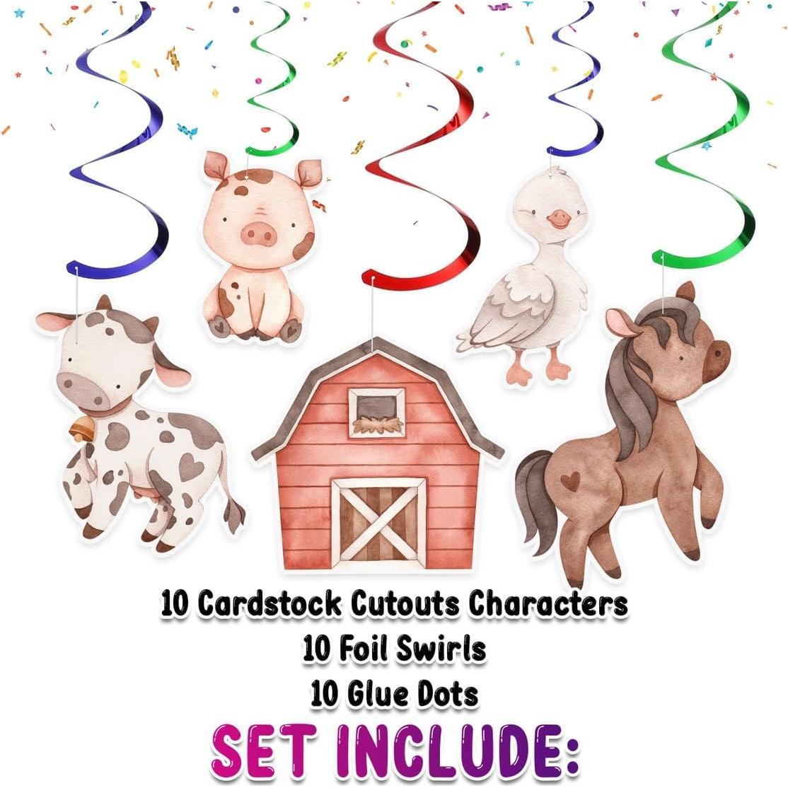 Paquete de 10 Streamers de Animales de Granja - Decoración Rústica