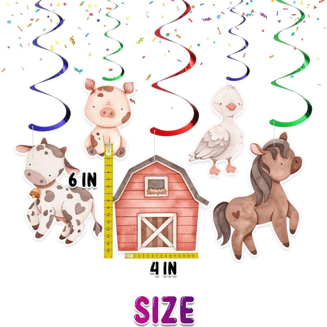 Paquete de 10 Streamers de Animales de Granja - Decoración Rústica