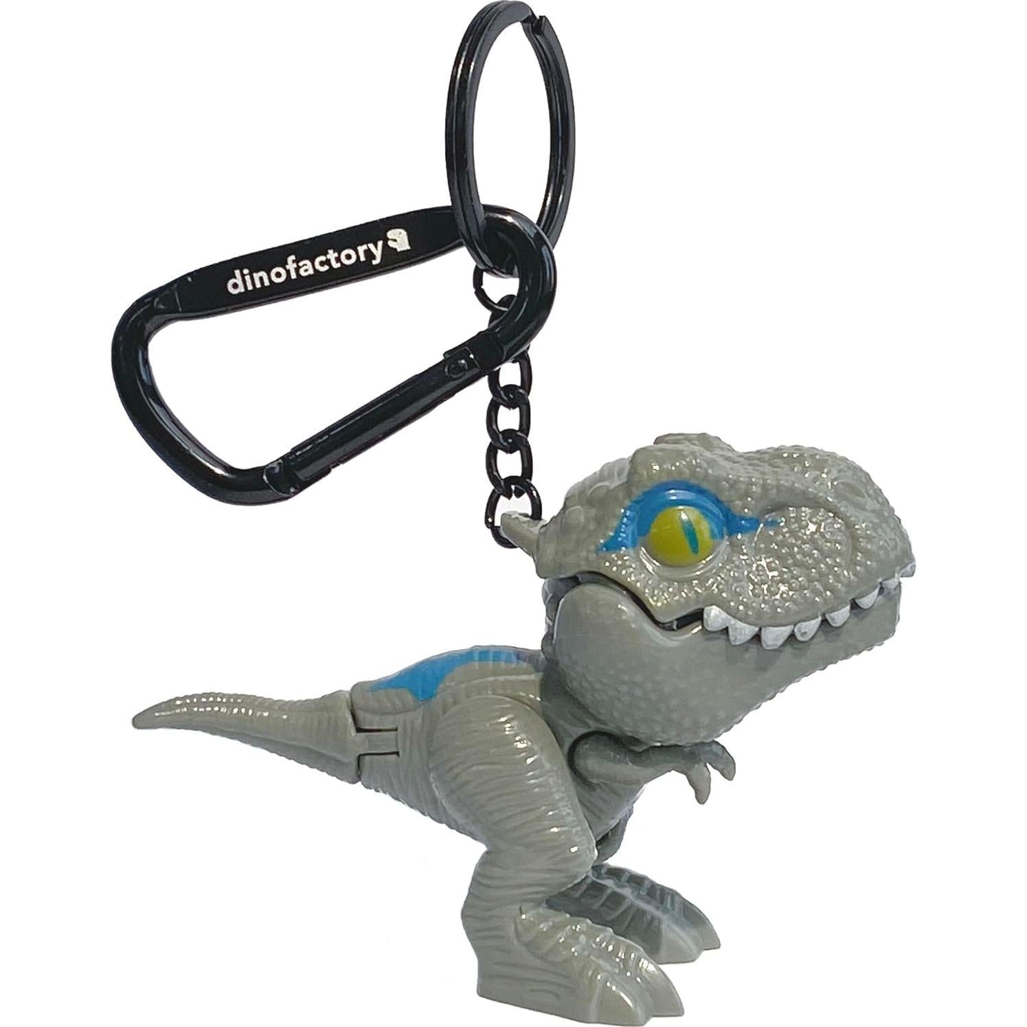 Llave de dinosaurio T-Rex verde con clip de mosquetón 5 cm