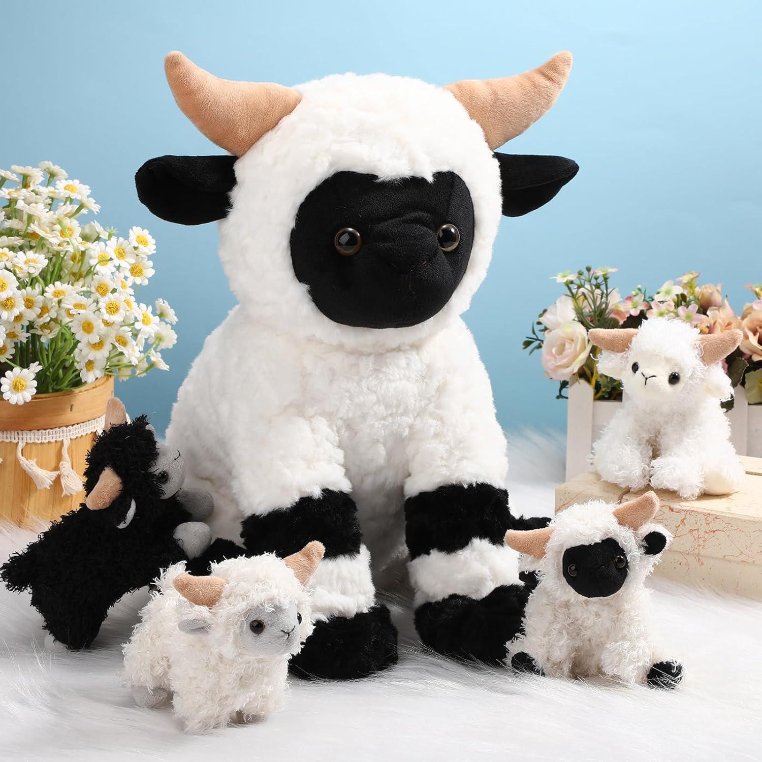 Conjunto de Peluches Oveja Lenwen 35 cm con 4 Corderitos