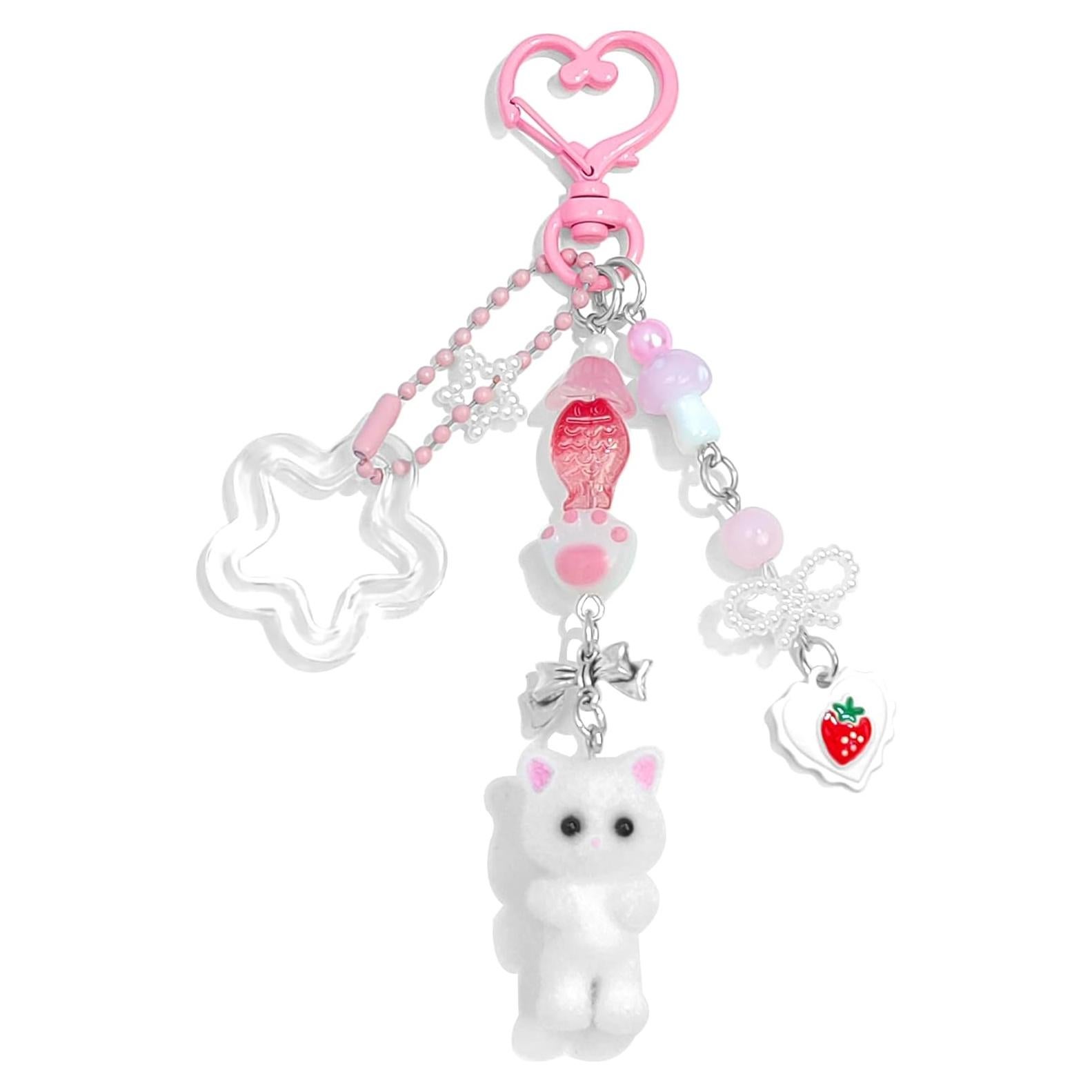 Llavero de Gato Peludo Rosa Bonito para Mujeres - Accesorios Elegantes