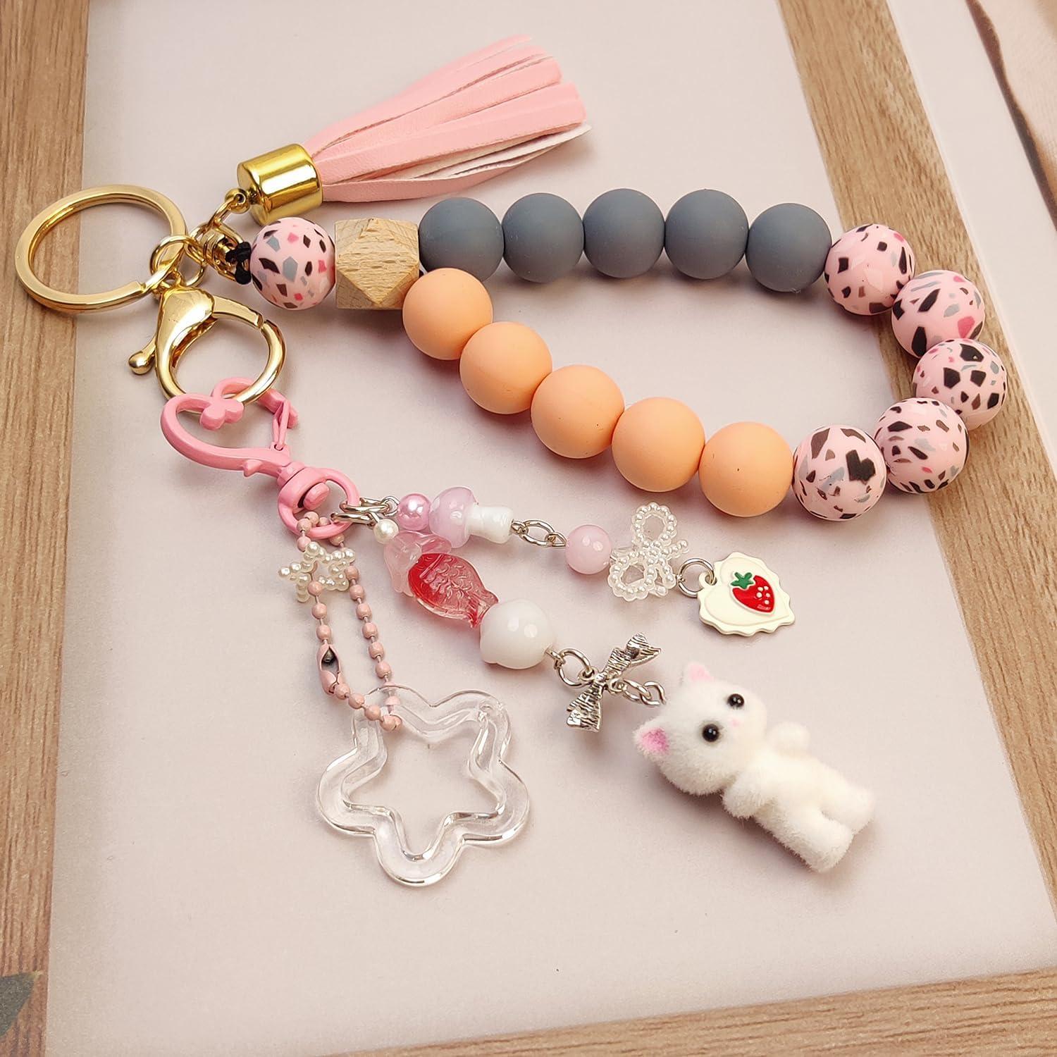 Llavero de Gato Peludo Rosa Bonito para Mujeres - Accesorios Elegantes