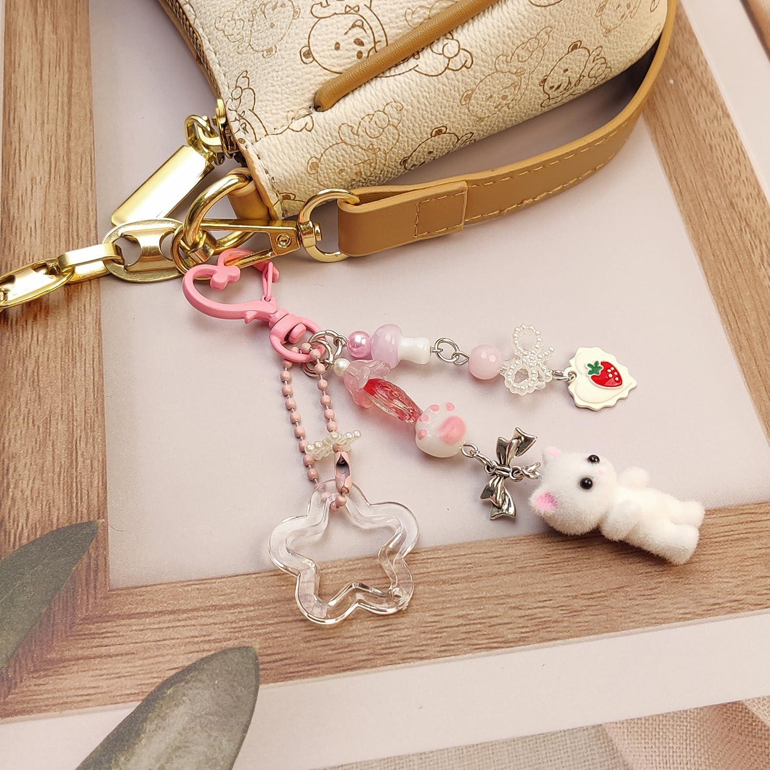 Llavero de Gato Peludo Rosa Bonito para Mujeres - Accesorios Elegantes