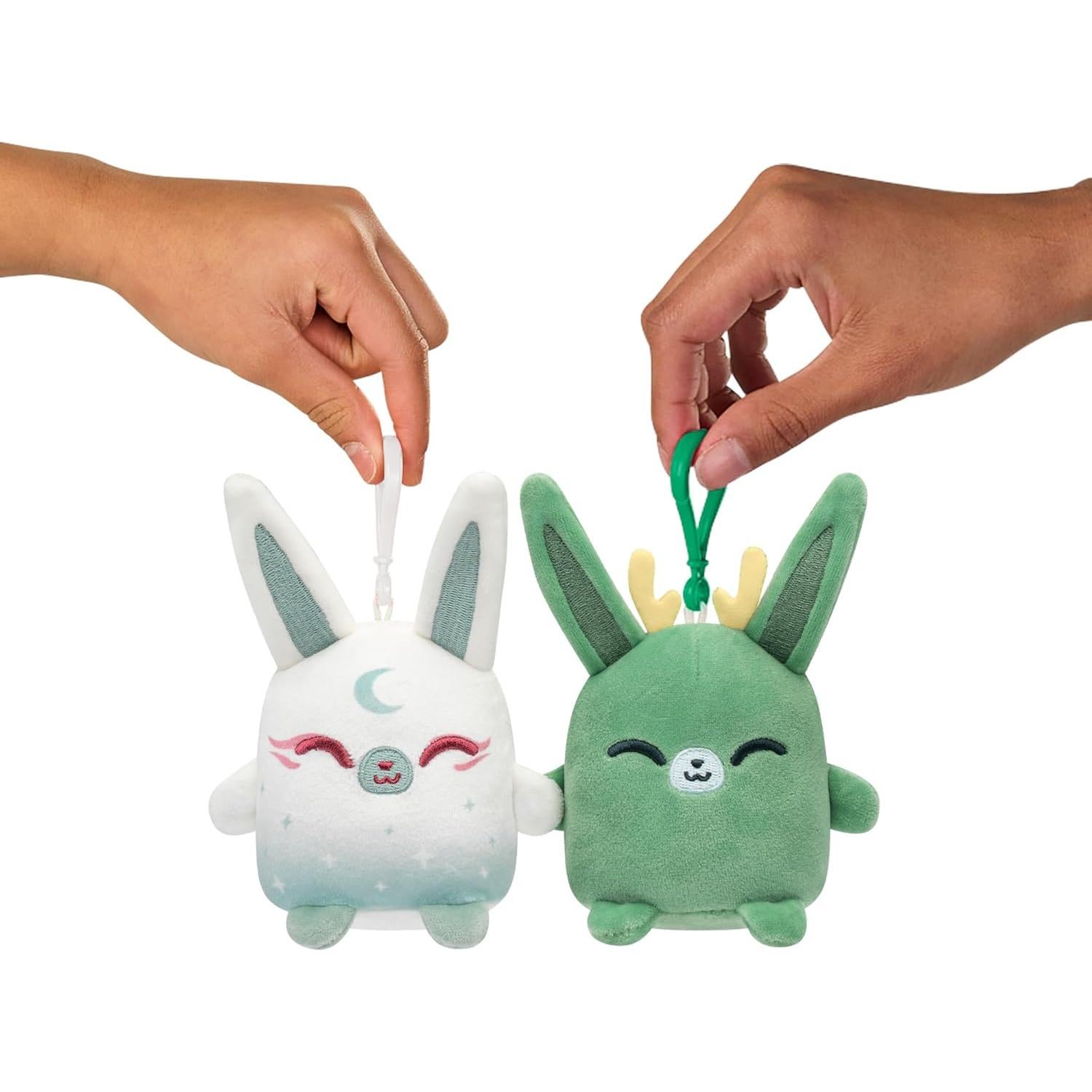 Llaveros de Peluche TeeTurtle Plushmates Besties - Jackalope y Conejo de Luna