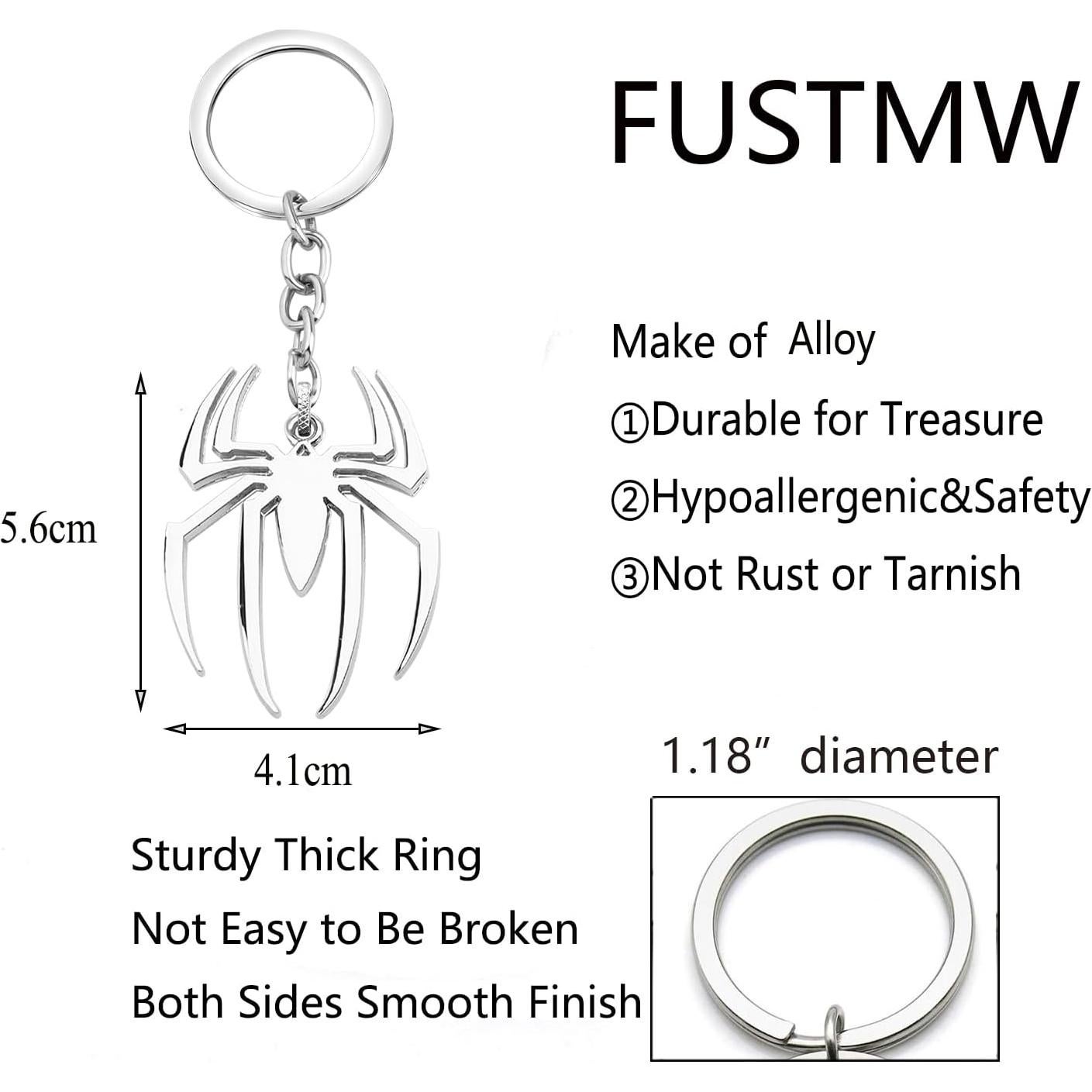 Llavero Araña Plateada FUSTMW Joyería Hipoalergénica 3 cm